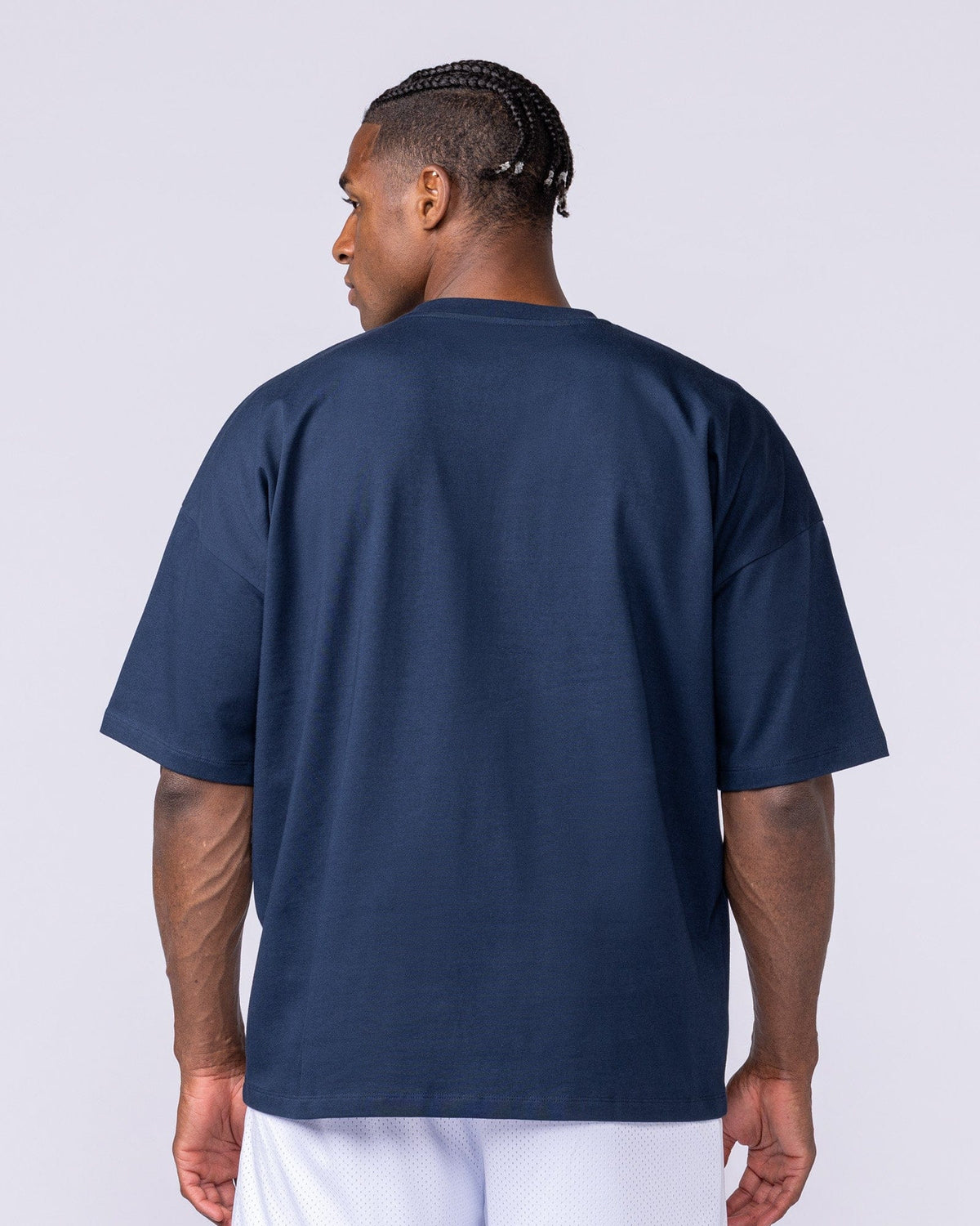 Varsity Oversized Boxy Tee in Navy - Muscle Nation, view 5