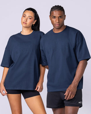 Varsity Oversized Boxy Tee - Navy-T-Shirts-XS-112566NAVY-XS-MNAPPRL47147-7-Muscle Nation
