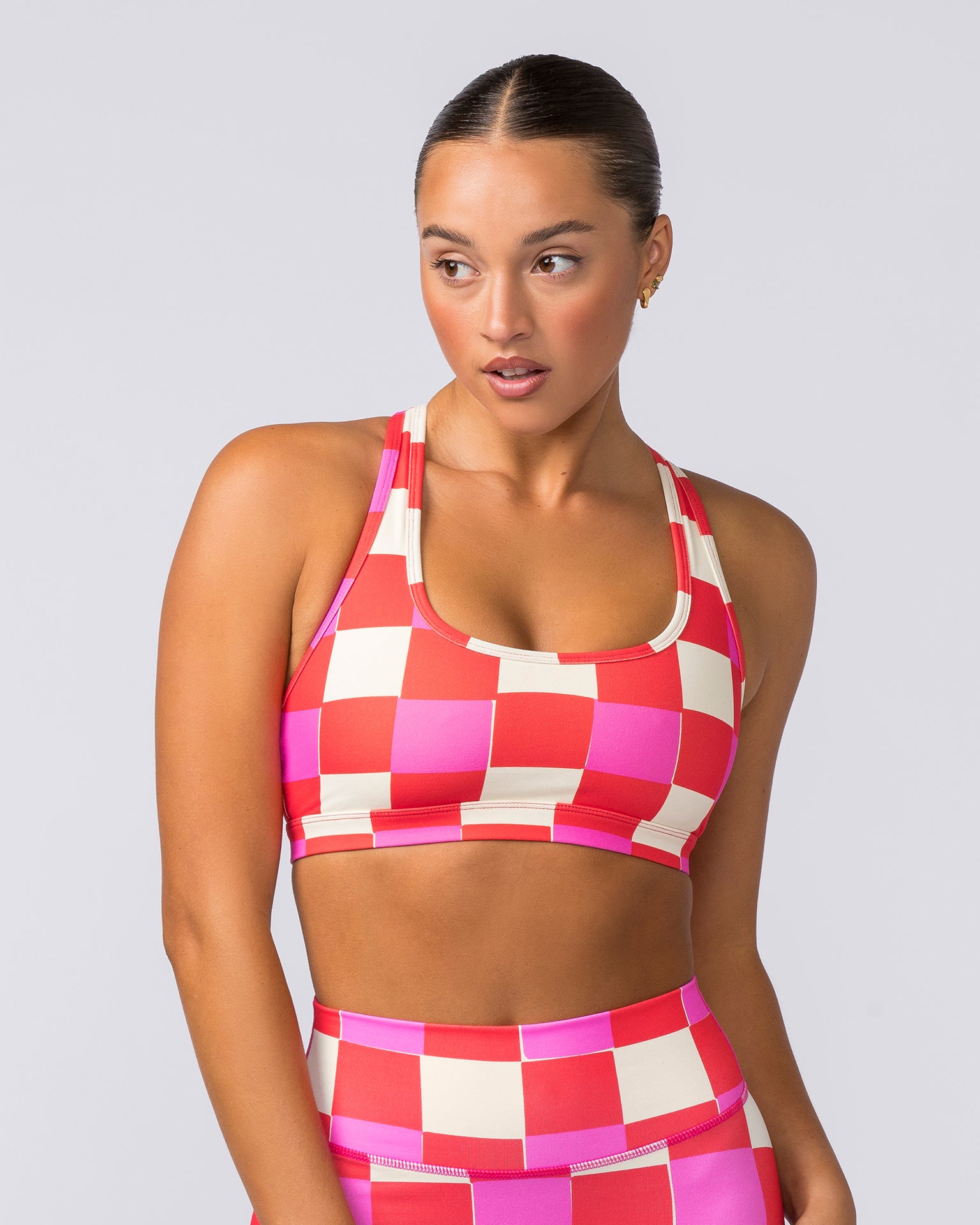 Drew Bra - Abstract Check Print-Sports Bras-XXS-112323ABSTCHECK-XXS-MNAPPRL31160-2-Muscle Nation