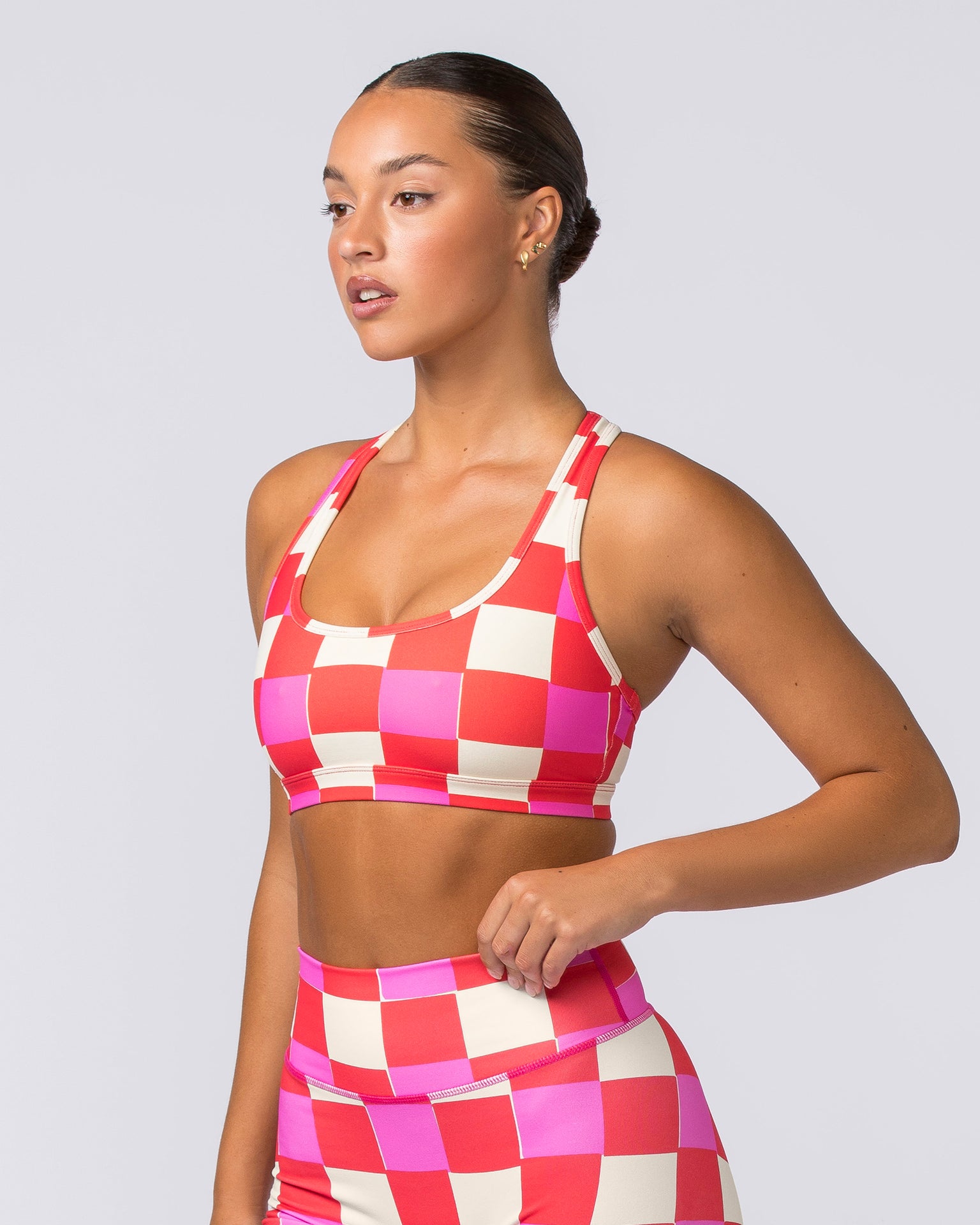 Drew Bra - Abstract Check Print-Sports Bras-XXS-112323ABSTCHECK-XXS-MNAPPRL31160-3-Muscle Nation