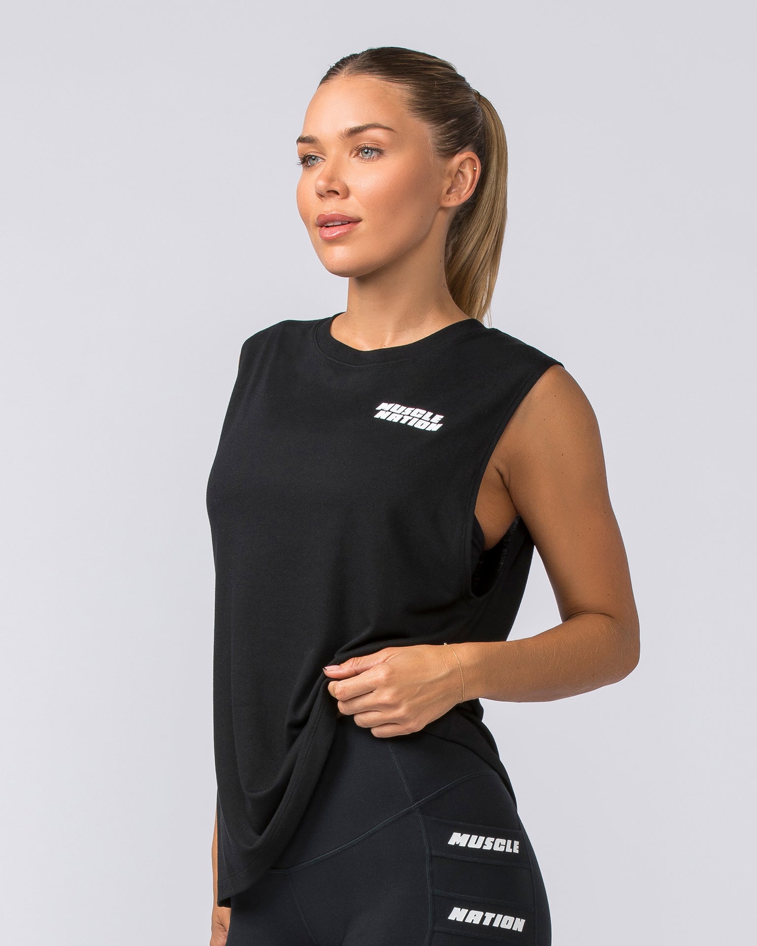 Faster Drop Arm Tank - Black-Singlets & Tanks-XXS-112326BLK-XXS-MNAPPRL27401-3-Muscle Nation