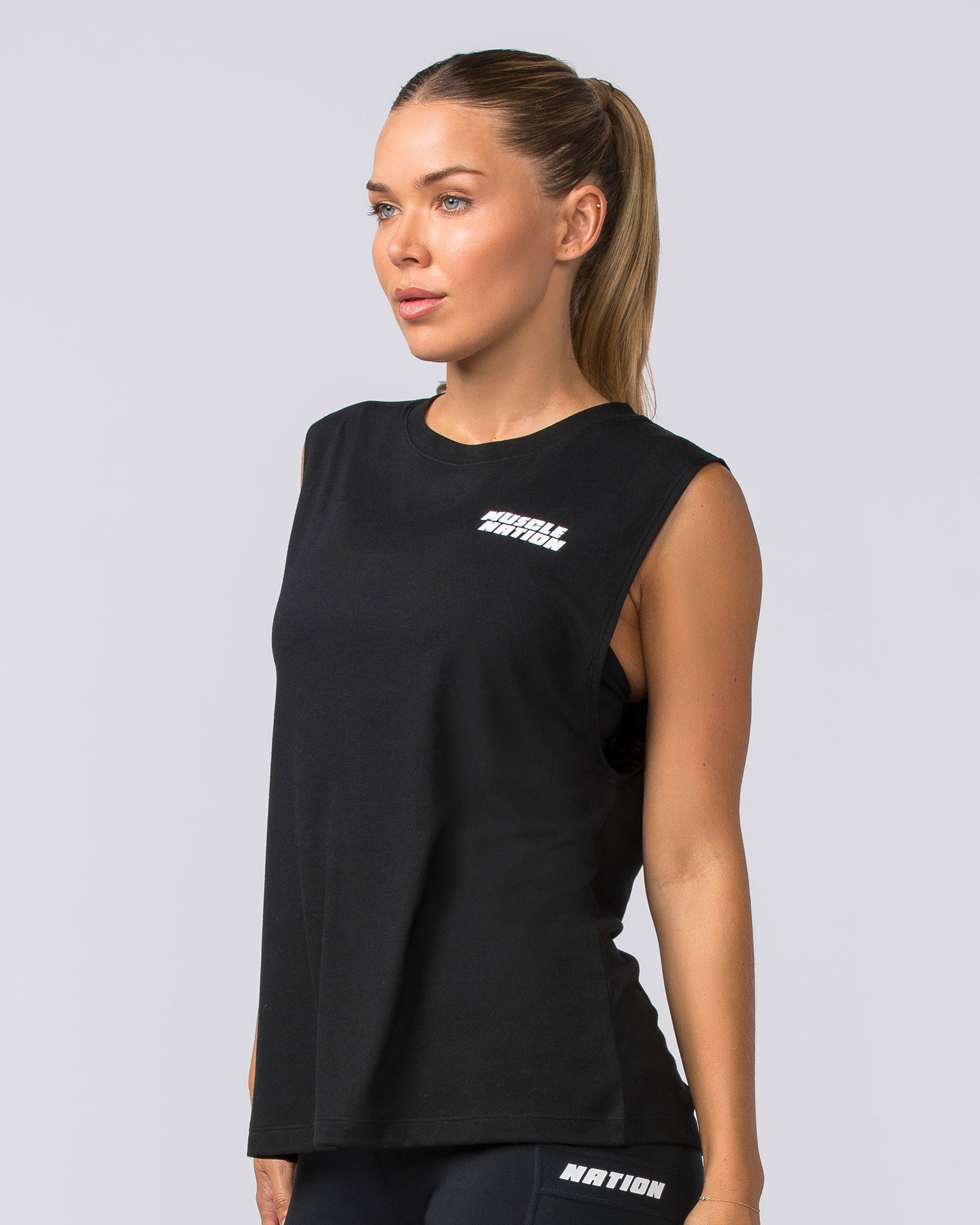 Faster Drop Arm Tank - Black-Singlets & Tanks-XXS-112326BLK-XXS-MNAPPRL27401-4-Muscle Nation