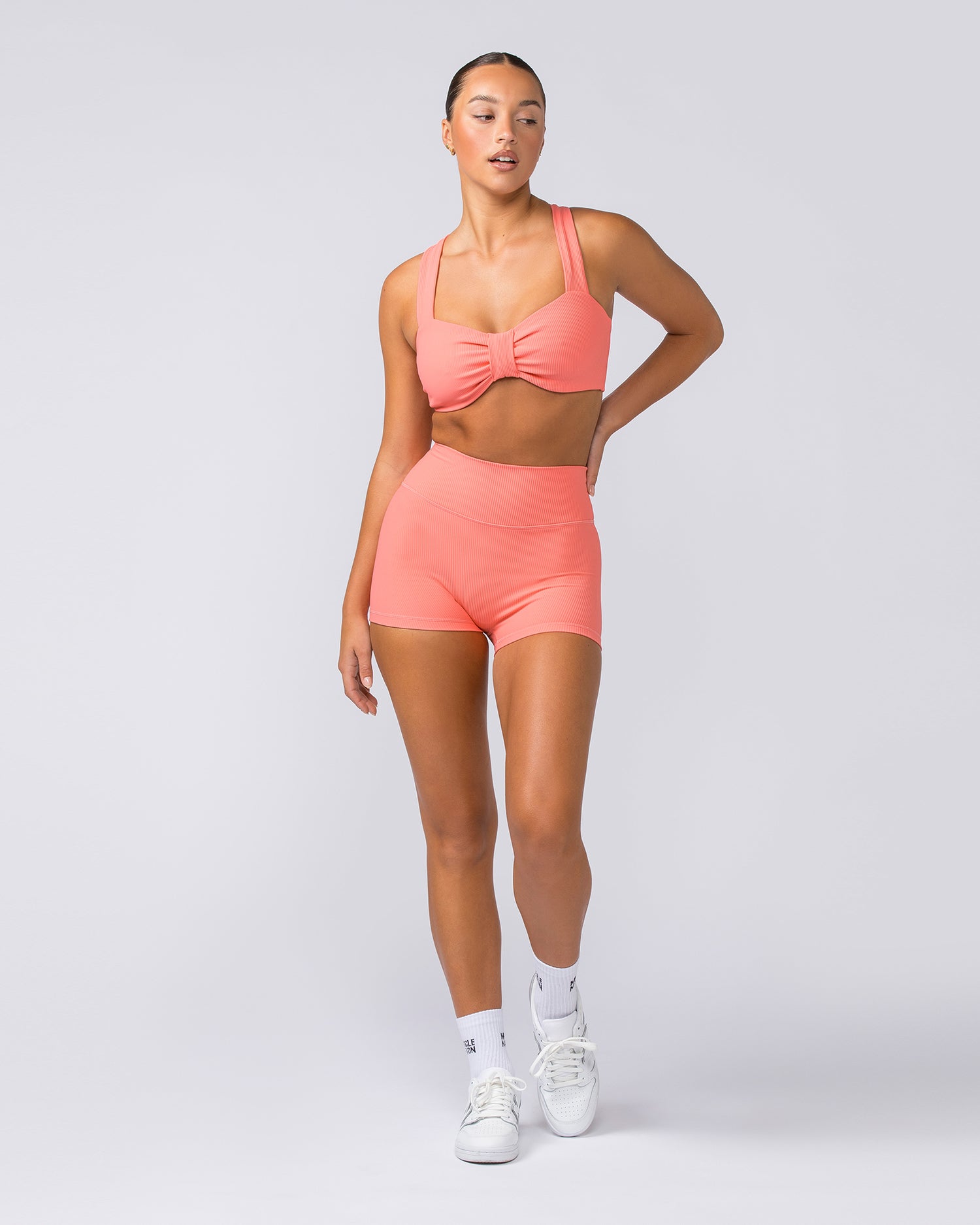 Zero Rise Rib Booty Shorts - Fondant Pink - Muscle Nation