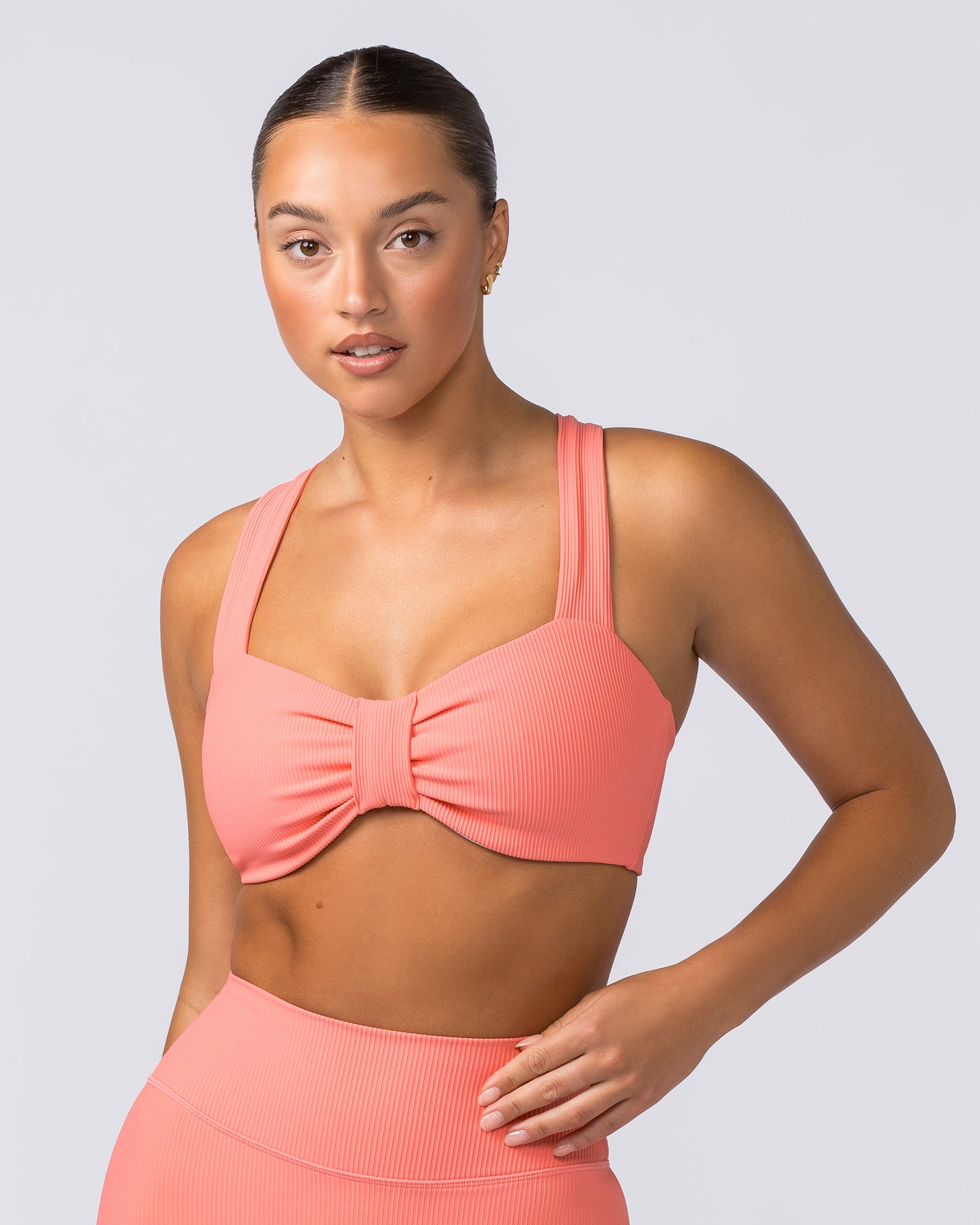Lush Rib Bralette - Sunset Coral-Bralettes-XS-112374SUNSCRL-XS-MNAPPRL27815-1-Muscle Nation