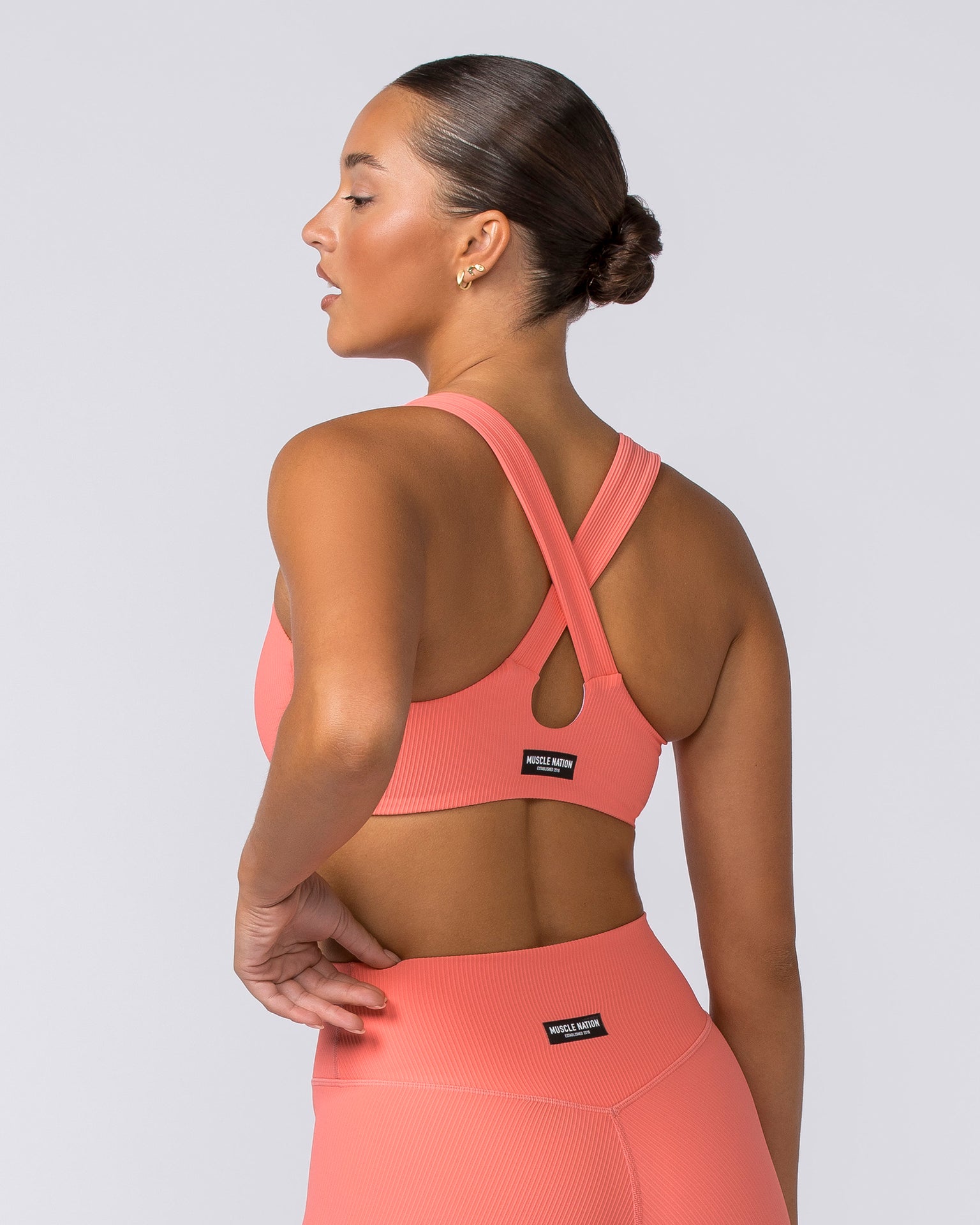 Lush Rib Bralette - Sunset Coral-Bralettes-XS-112374SUNSCRL-XS-MNAPPRL27815-3-Muscle Nation