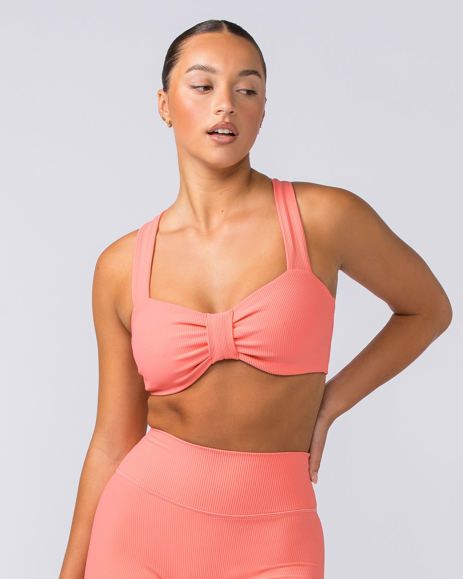 Lush Rib Bralette - Sunset Coral