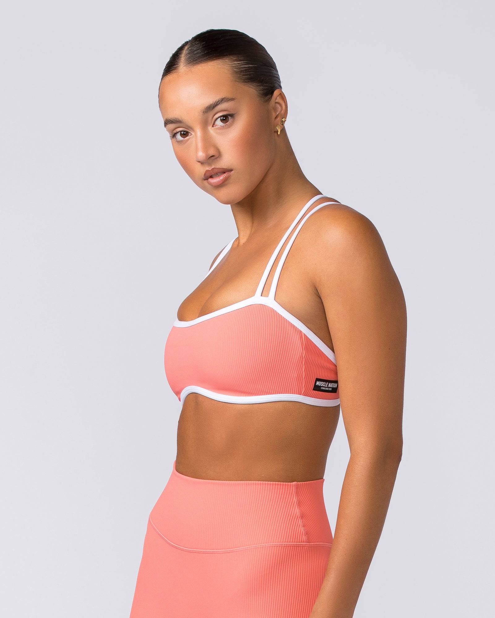 Curves Rib Bralette - Sunset Coral