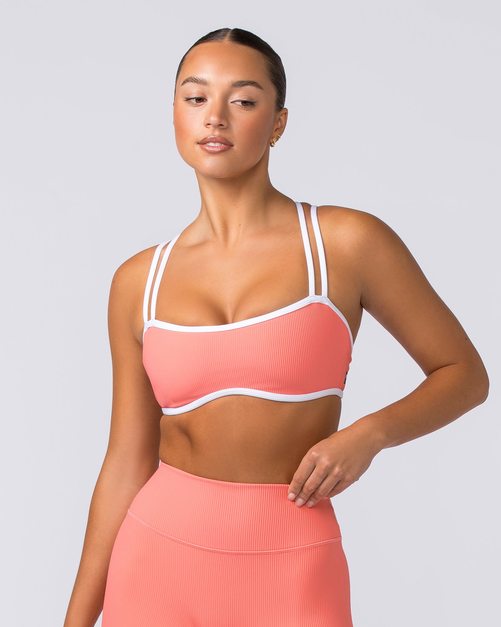 Curves Rib Bralette - Sunset Coral