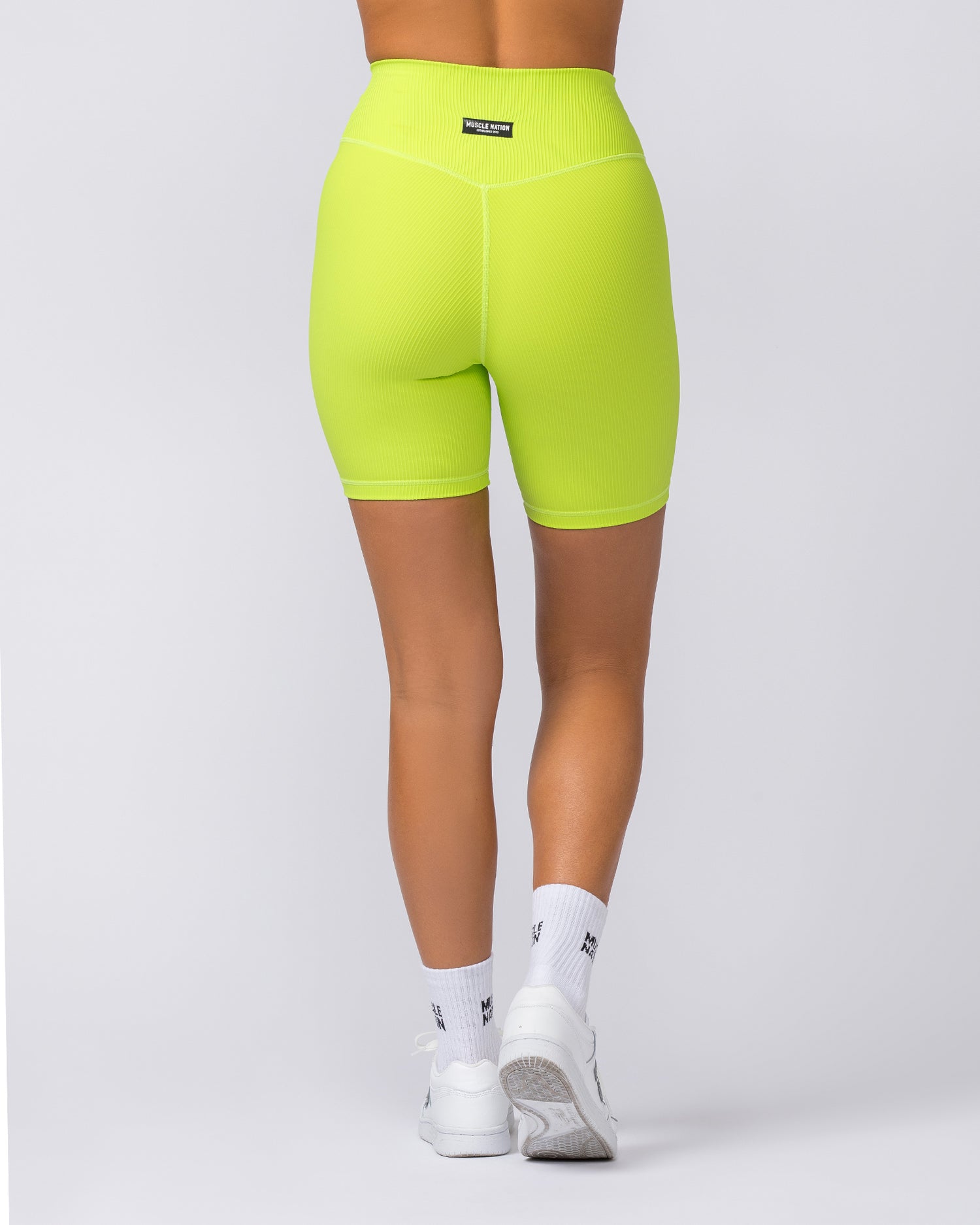 Zero Rise Rib Bike Shorts - Cyber Lime