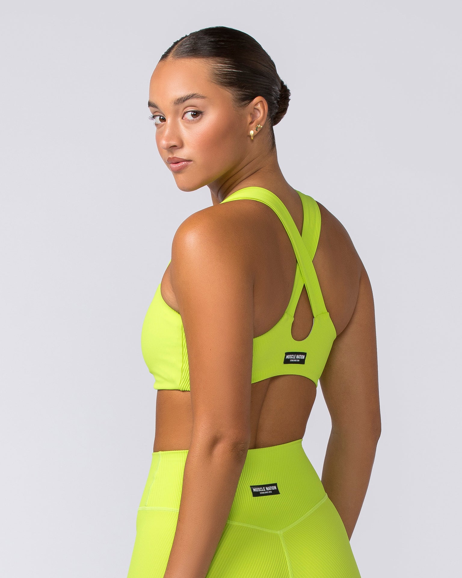 Lush Rib Bralette - Cyber Lime-Bralettes-XS-112374CYBLIME-XS-MNAPPRL27831-4-Muscle Nation