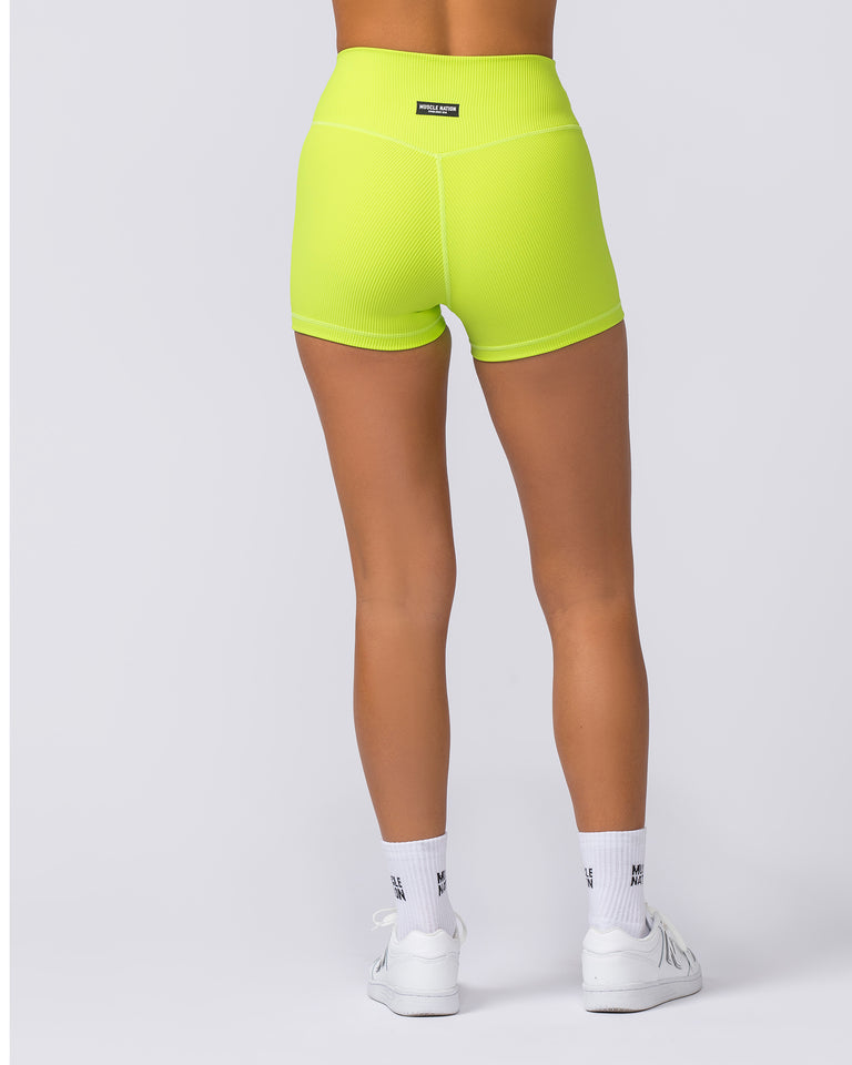 Zero Rise Rib Booty Shorts - Cyber Lime