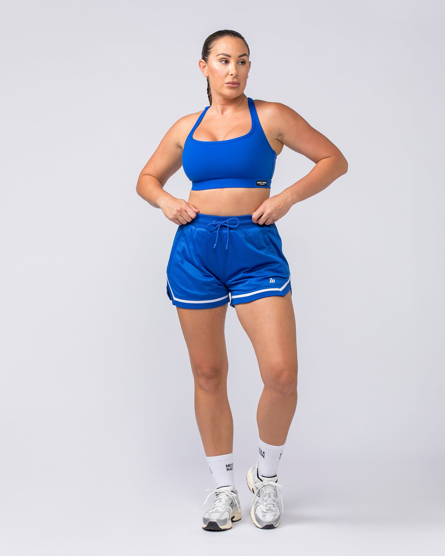 Womens 3" Basketball Shorts - Bondi Blue-Shorts-XXS-112315BONDIBLU-XXS-MNAPPRL27365-7-Muscle Nation