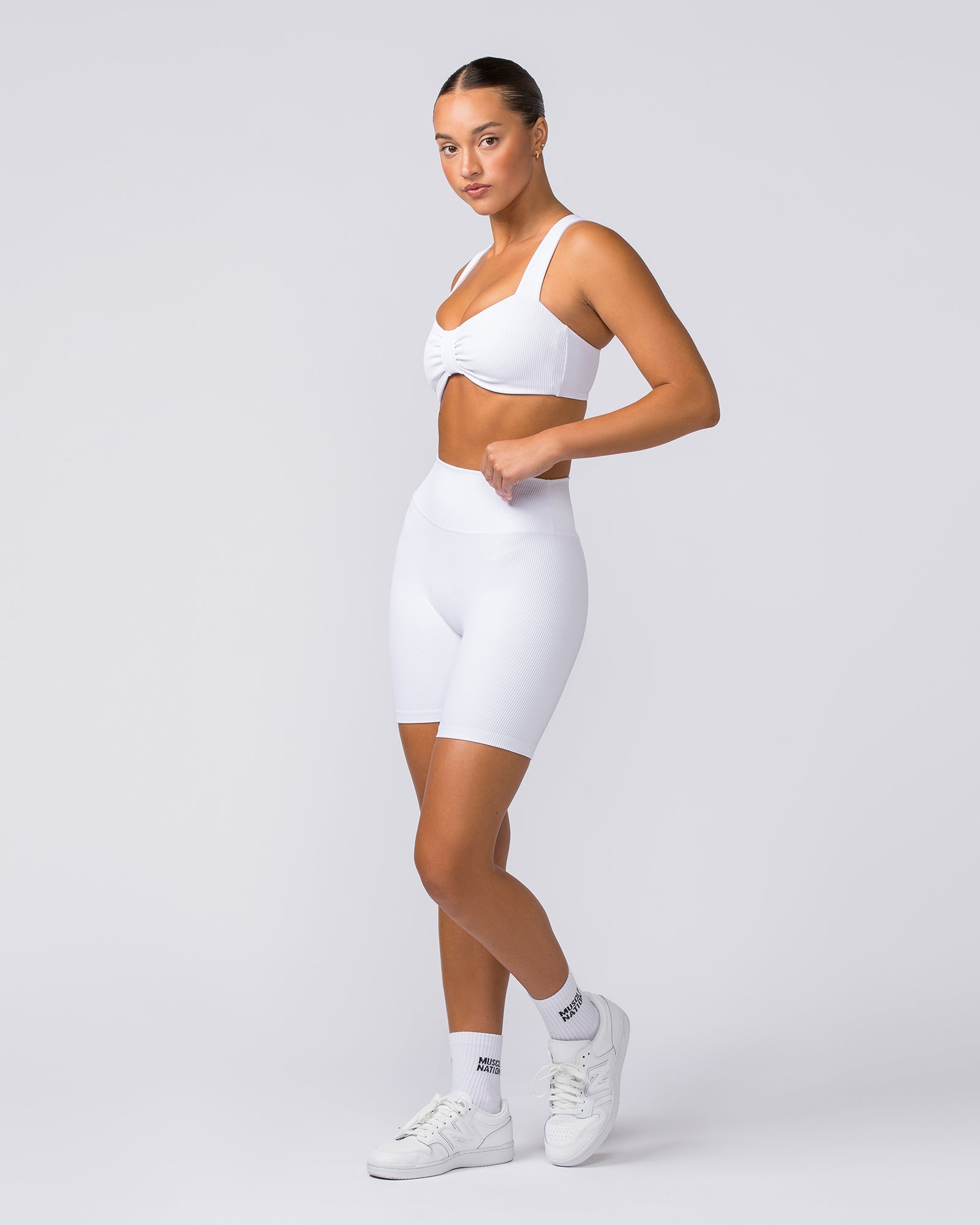 Zero Rise Rib Bike Shorts - White