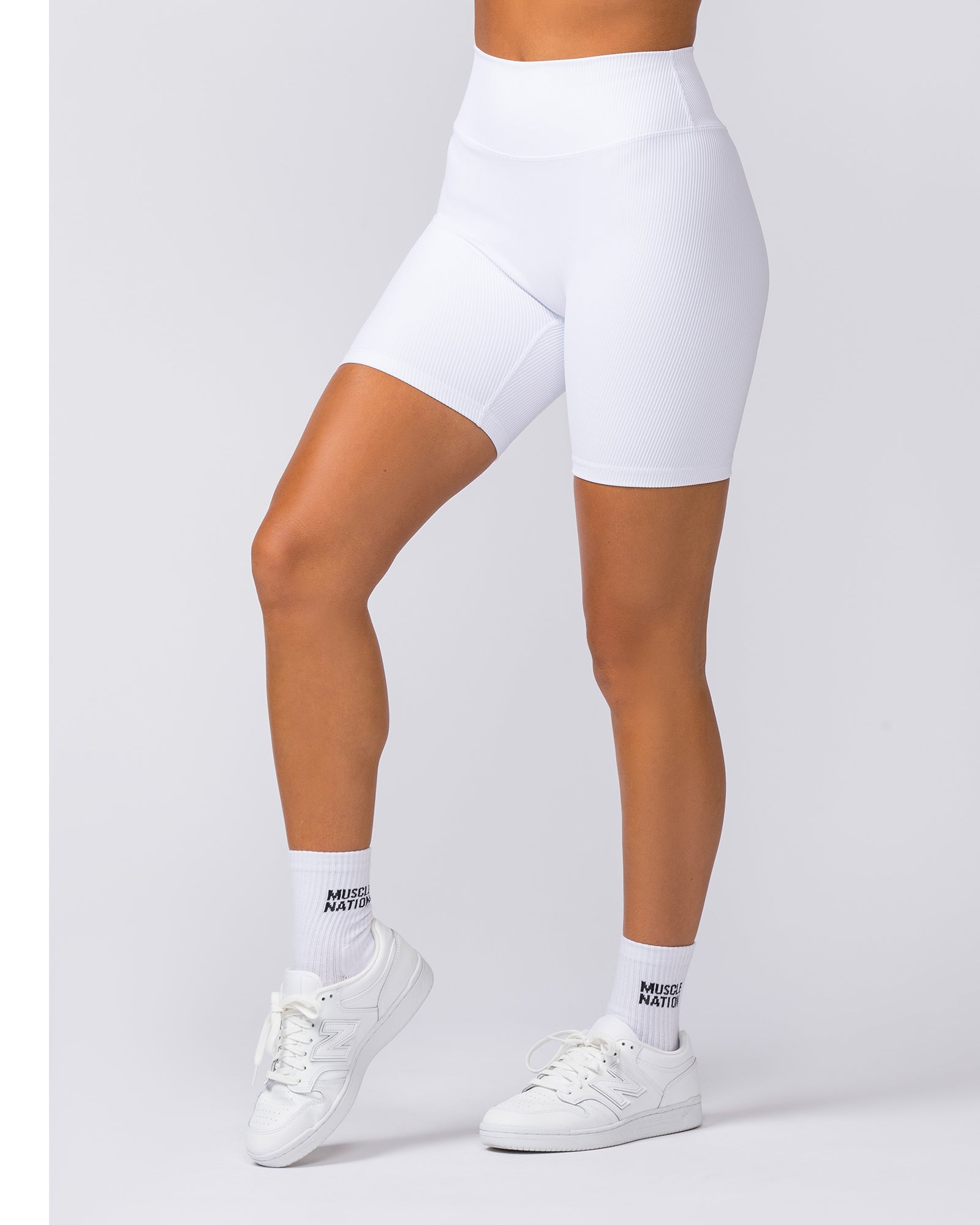 Zero Rise Rib Bike Shorts - White