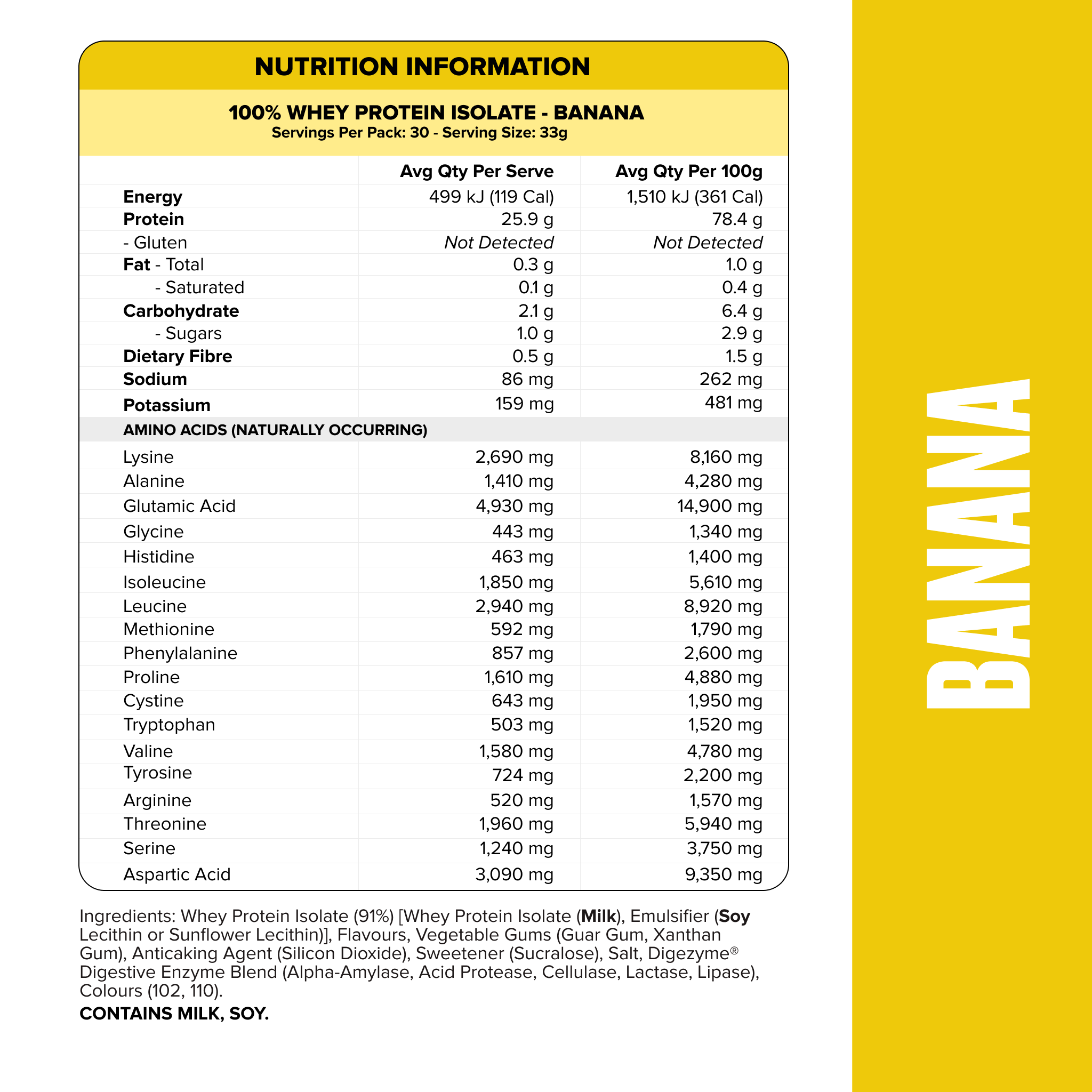 WHEY Protein Isolate - Banana - 30 serves-Whey Protein Powders-MNSUPPS0065-9359054001350-2-Muscle Nation