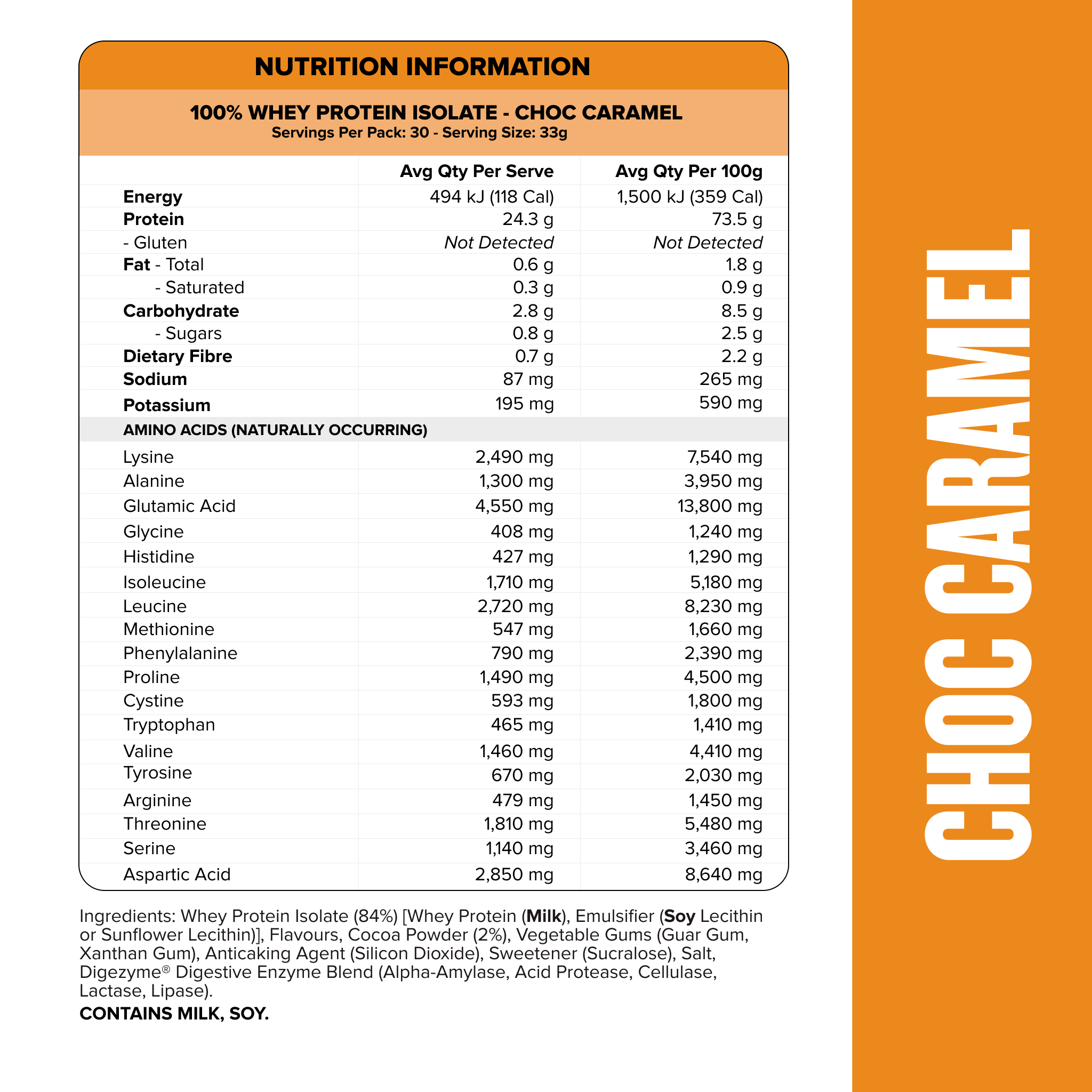 WHEY Protein Isolate - Choc Caramel - 30 serves-Whey Protein Powders-MNSUPPS0325-9359054001367-2-Muscle Nation