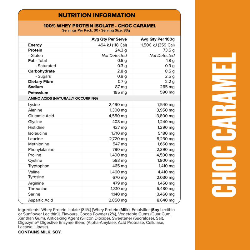 WHEY Protein Isolate - Choc Caramel - 30 serves-Whey Protein Powders-MNSUPPS0325-9359054001367-2-Muscle Nation