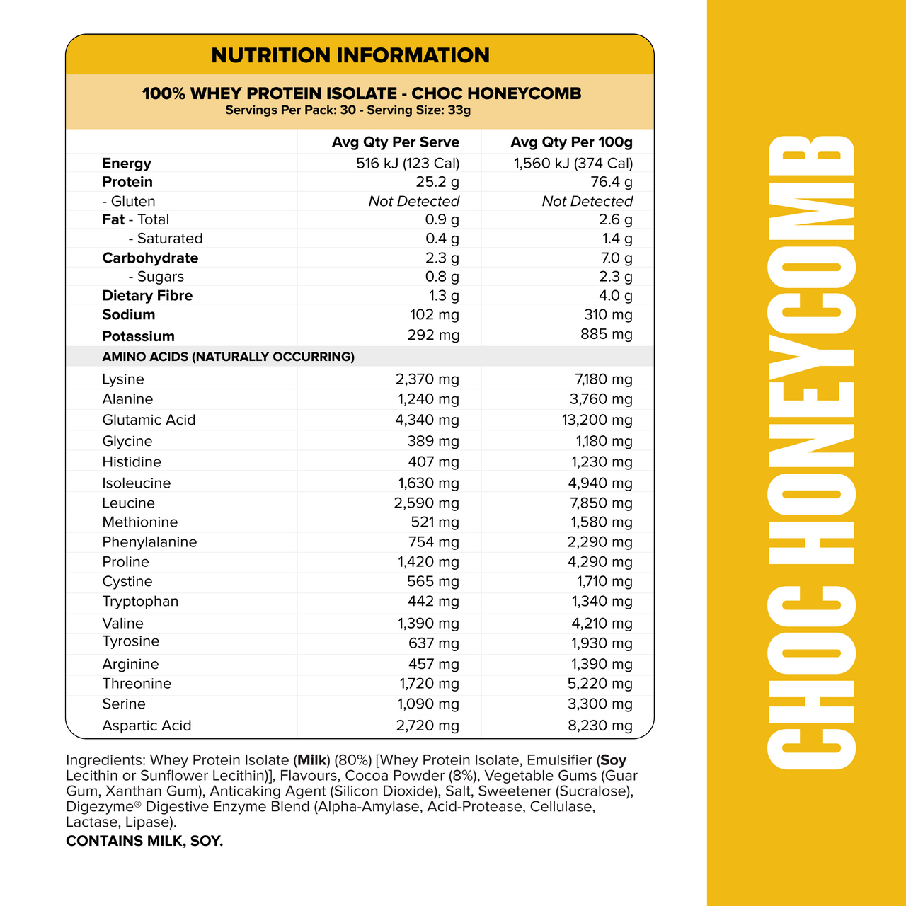 WHEY Protein Isolate - Choc Honeycomb - 30 serves-Whey Protein Powders-MNSUPPS0398-9359054002708-3-Muscle Nation