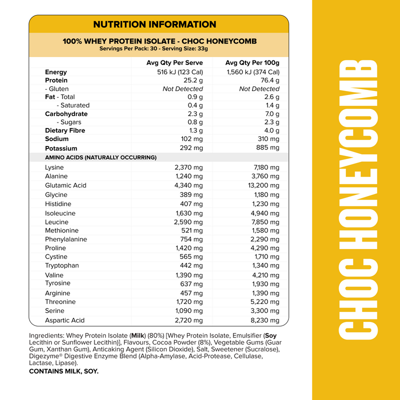WHEY Protein Isolate - Choc Honeycomb - 30 serves-Whey Protein Powders-MNSUPPS0398-9359054002708-2-Muscle Nation