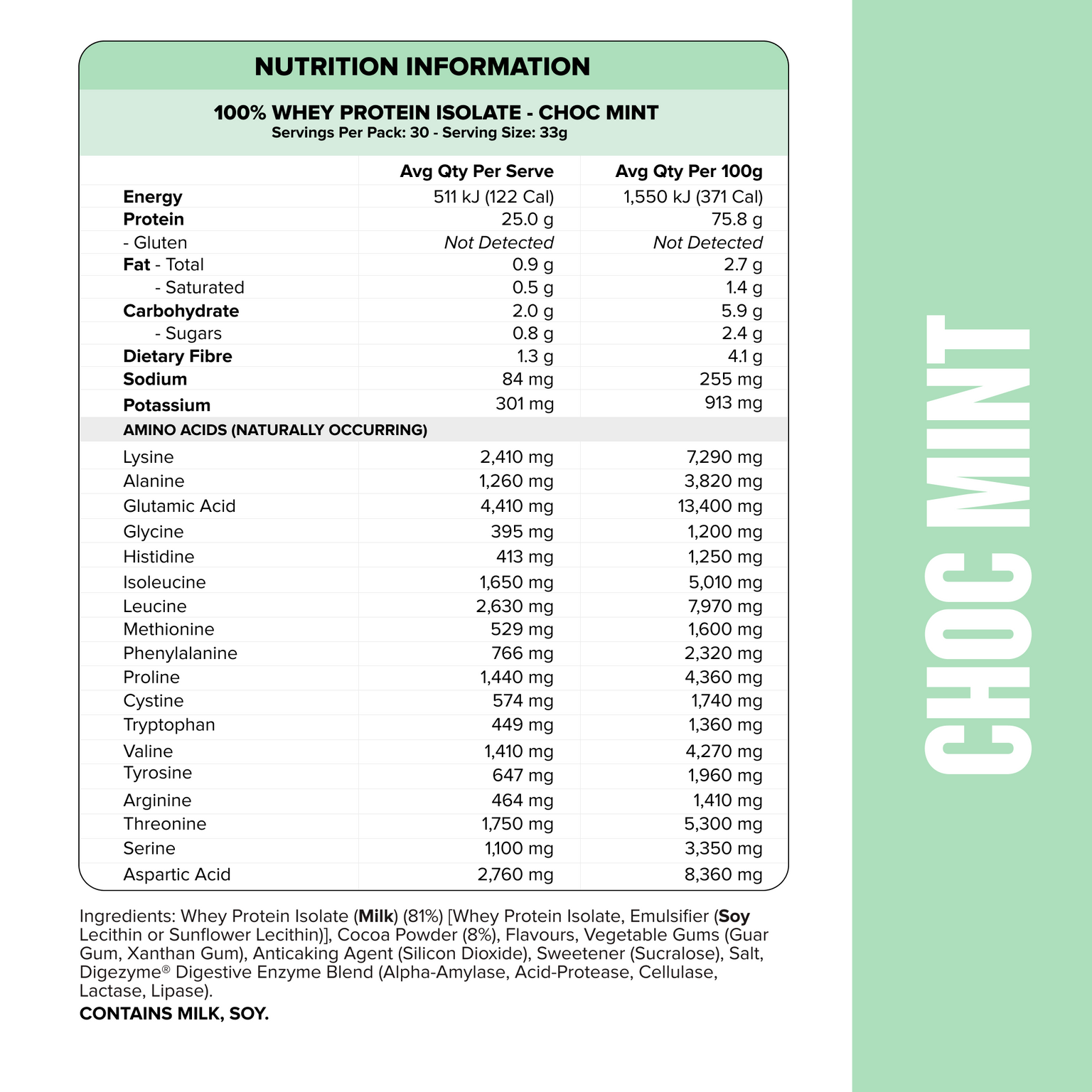 WHEY Protein Isolate - Choc Mint - 30 serves-Whey Protein Powders-MNSUPPS0410-9359054002722-3-Muscle Nation
