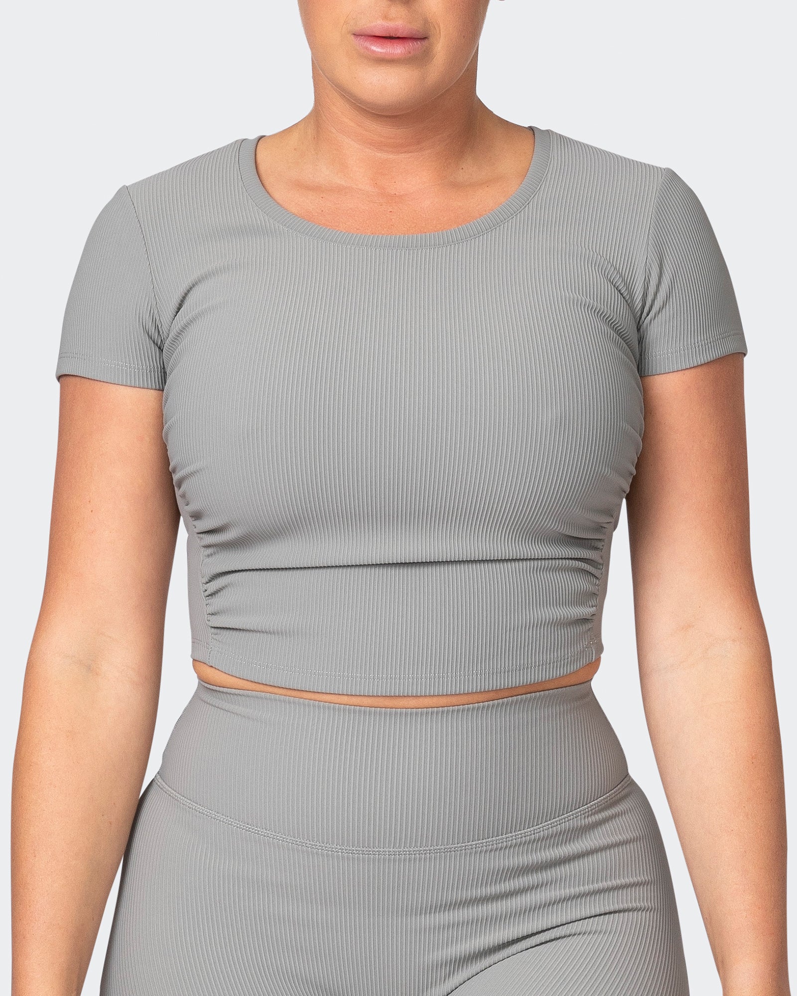 Rival Cropped Rib Top - Zinc