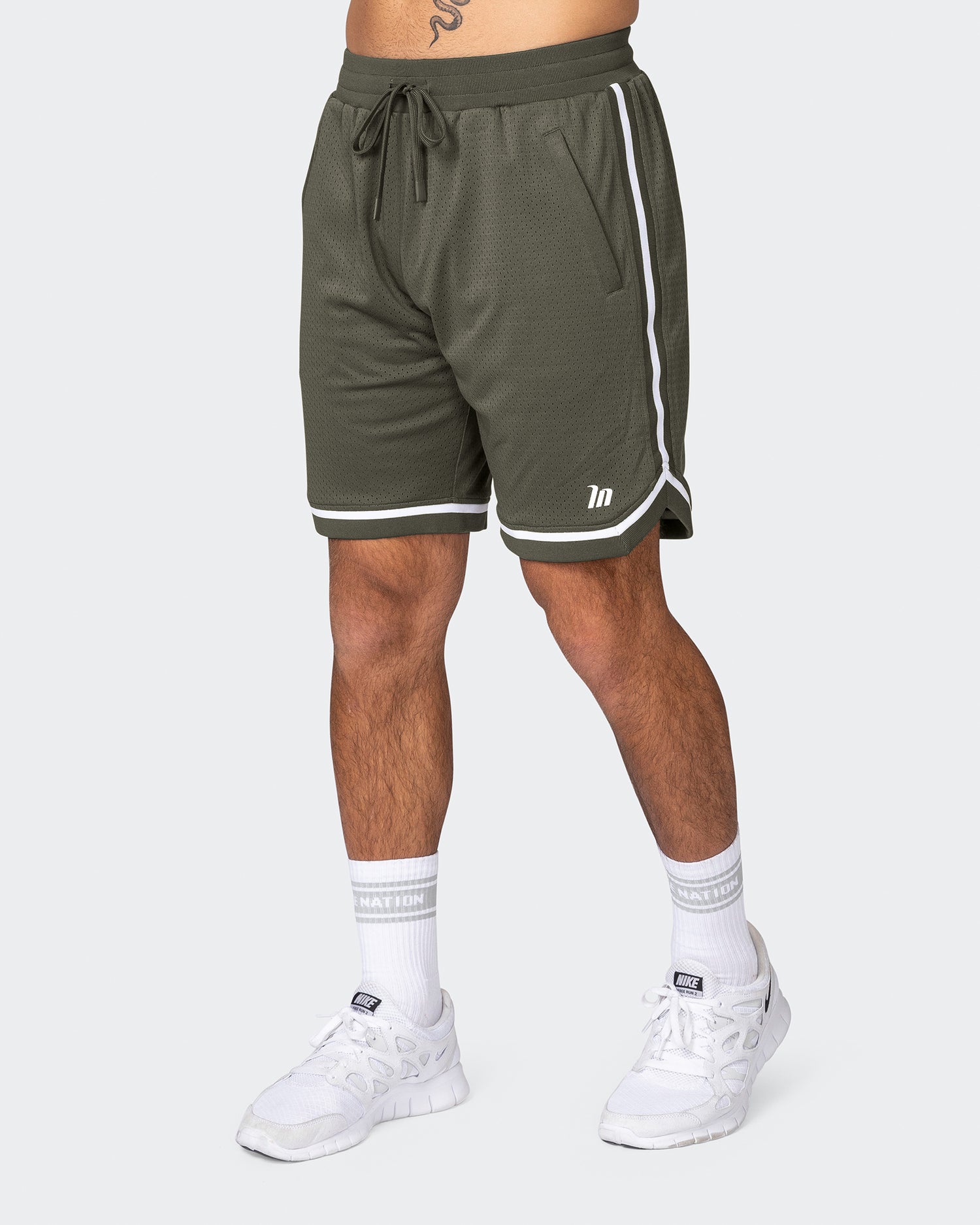 Mens 8" Basketball Shorts - Dark Khaki