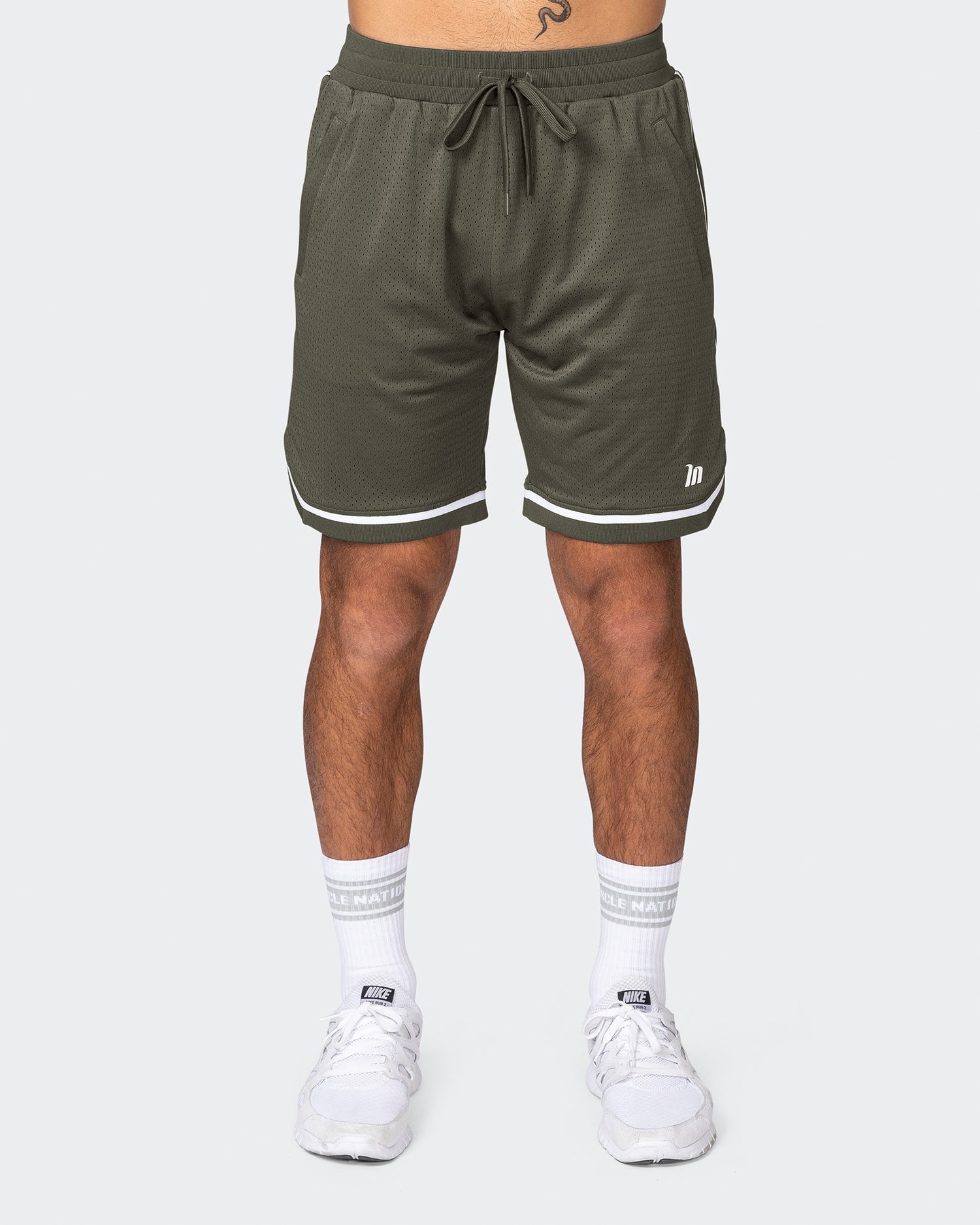 Mens 8" Basketball Shorts - Dark Khaki