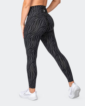 Signature Scrunch Ankle Length Leggings - Monochrome Zebra Print