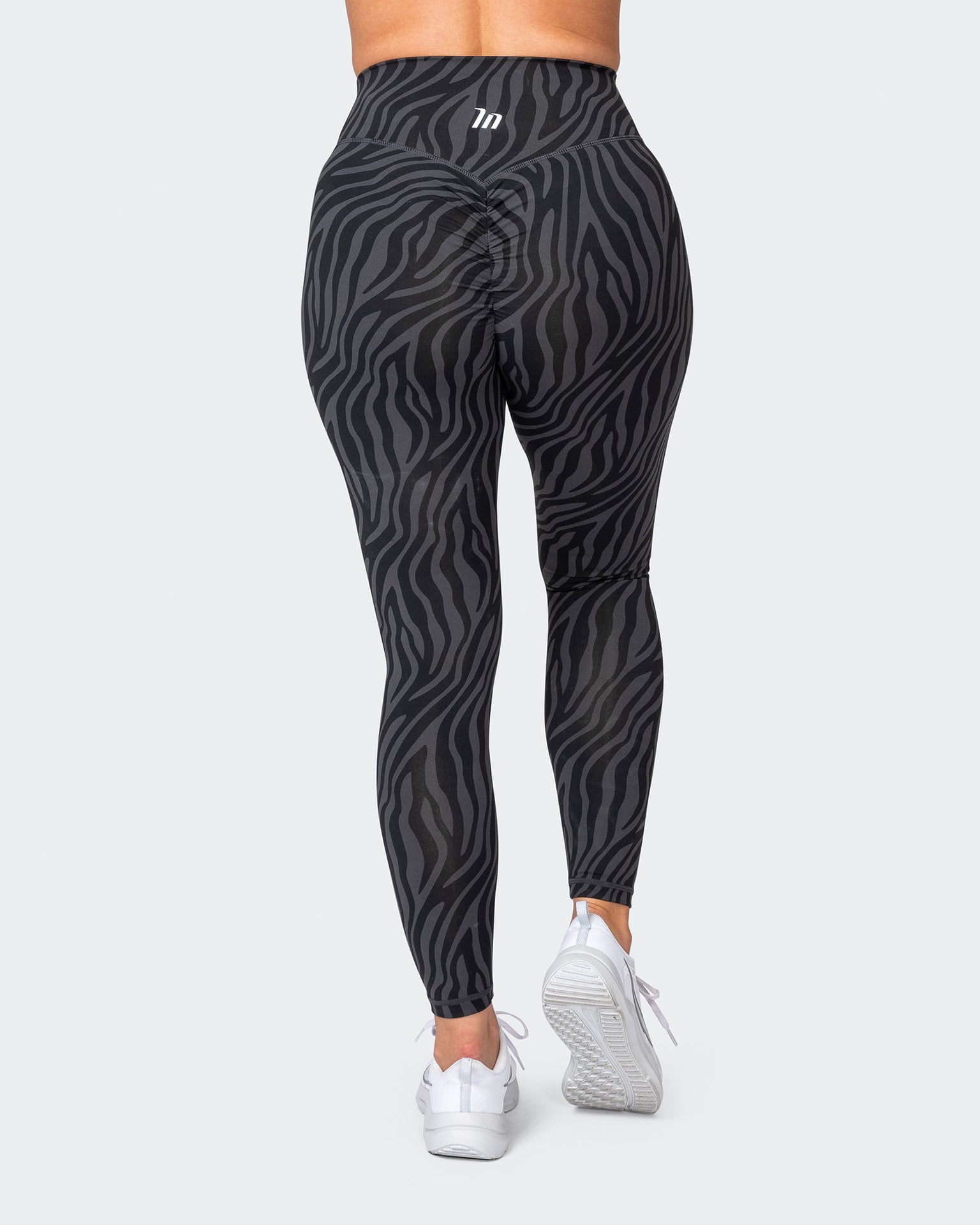Signature Scrunch Ankle Length Leggings - Monochrome Zebra Print-Leggings-XXS-042374MCHZEBPR-XXS-MNAPPRL22764-6-Muscle Nation