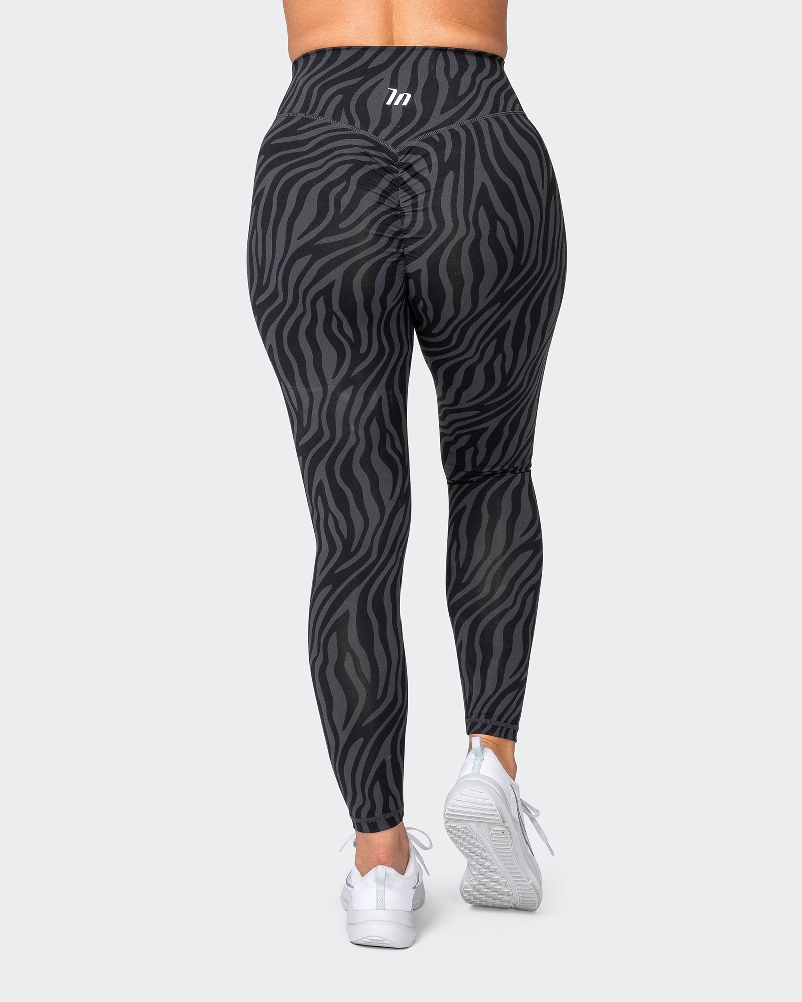 Signature Scrunch Ankle Length Leggings - Monochrome Zebra Print