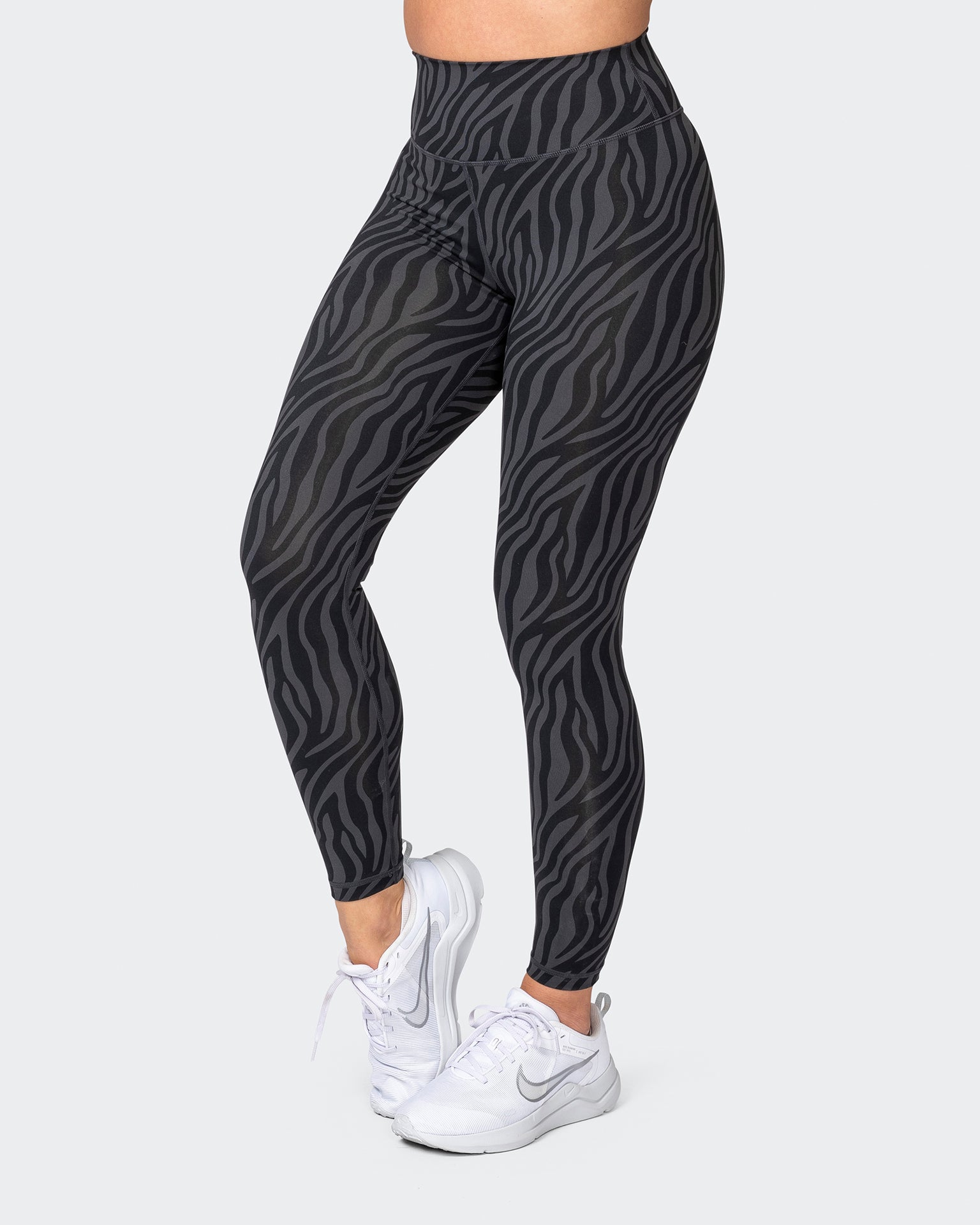 Signature Scrunch Ankle Length Leggings - Monochrome Zebra Print-Leggings-XXS-042374MCHZEBPR-XXS-MNAPPRL22764-3-Muscle Nation