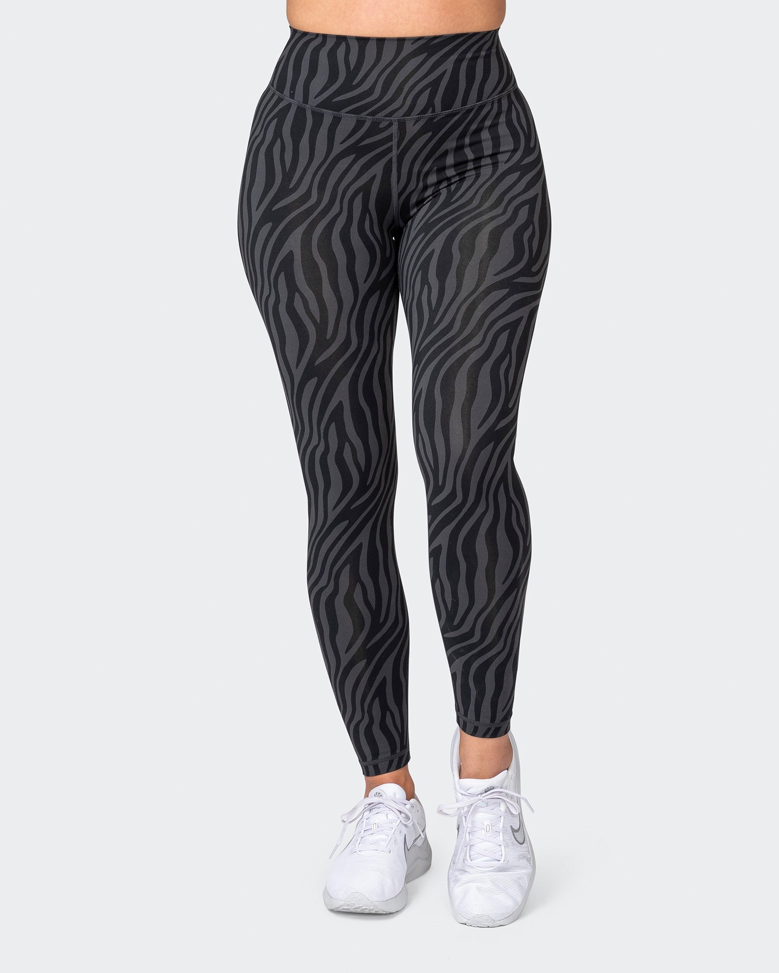 Signature Scrunch Ankle Length Leggings - Monochrome Zebra Print