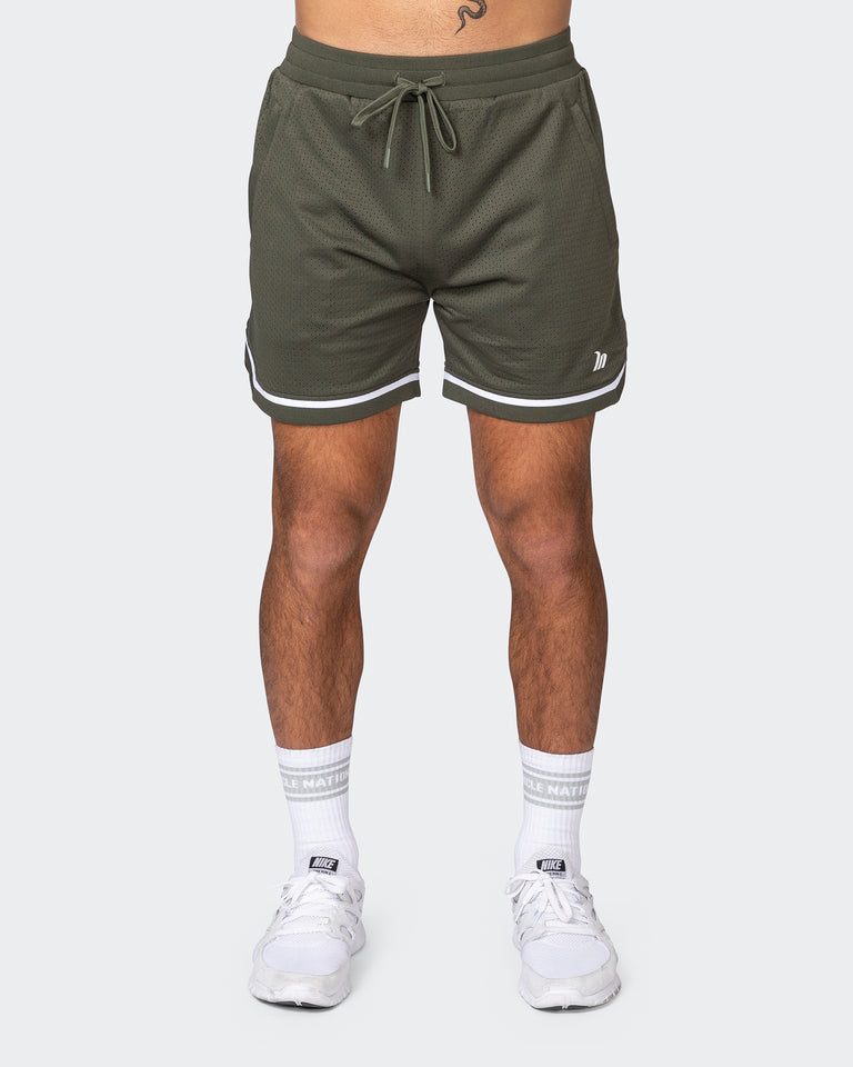 Mens 5" Basketball Shorts - Dark Khaki