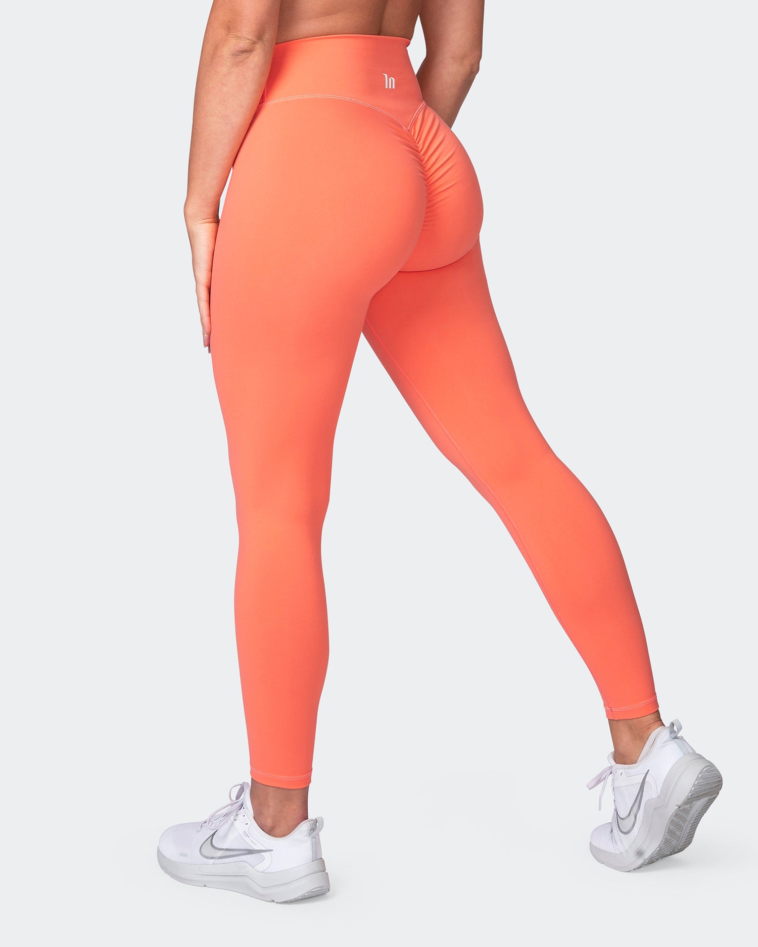 Signature Scrunch Ankle Length Leggings - Hot Coral - Muscle Nation