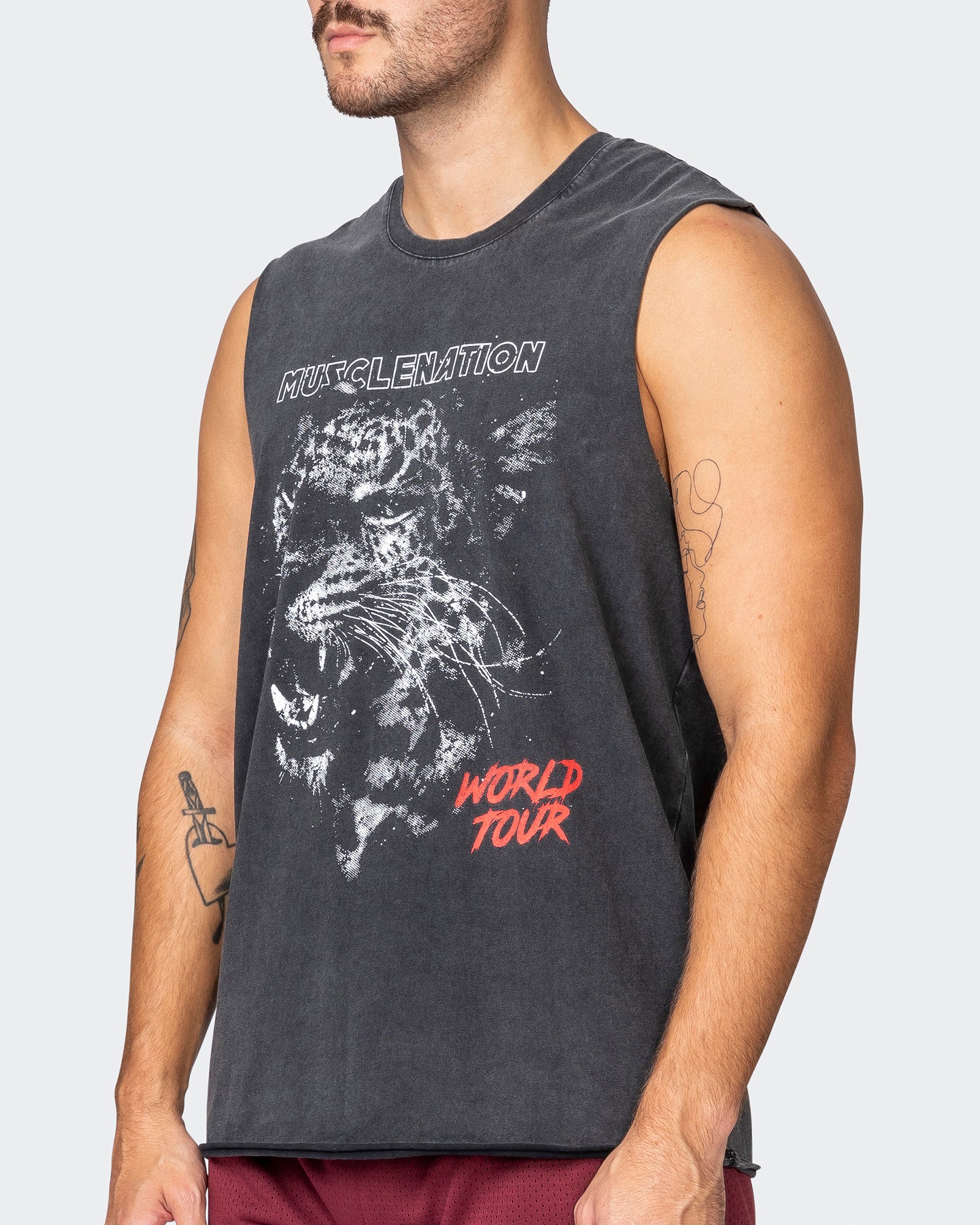 Leopard Vintage Tank - Washed Black