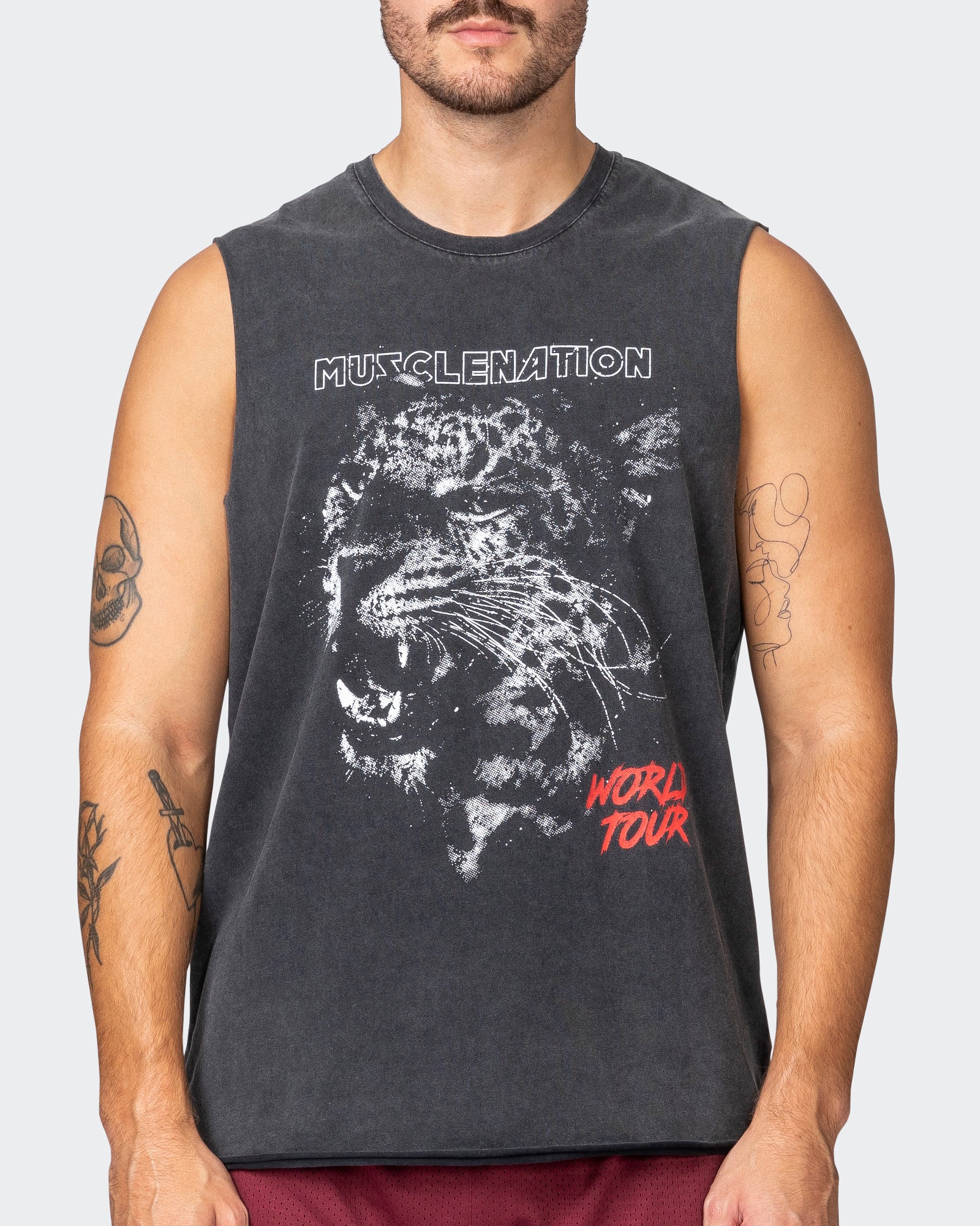 Leopard Vintage Tank - Washed Black