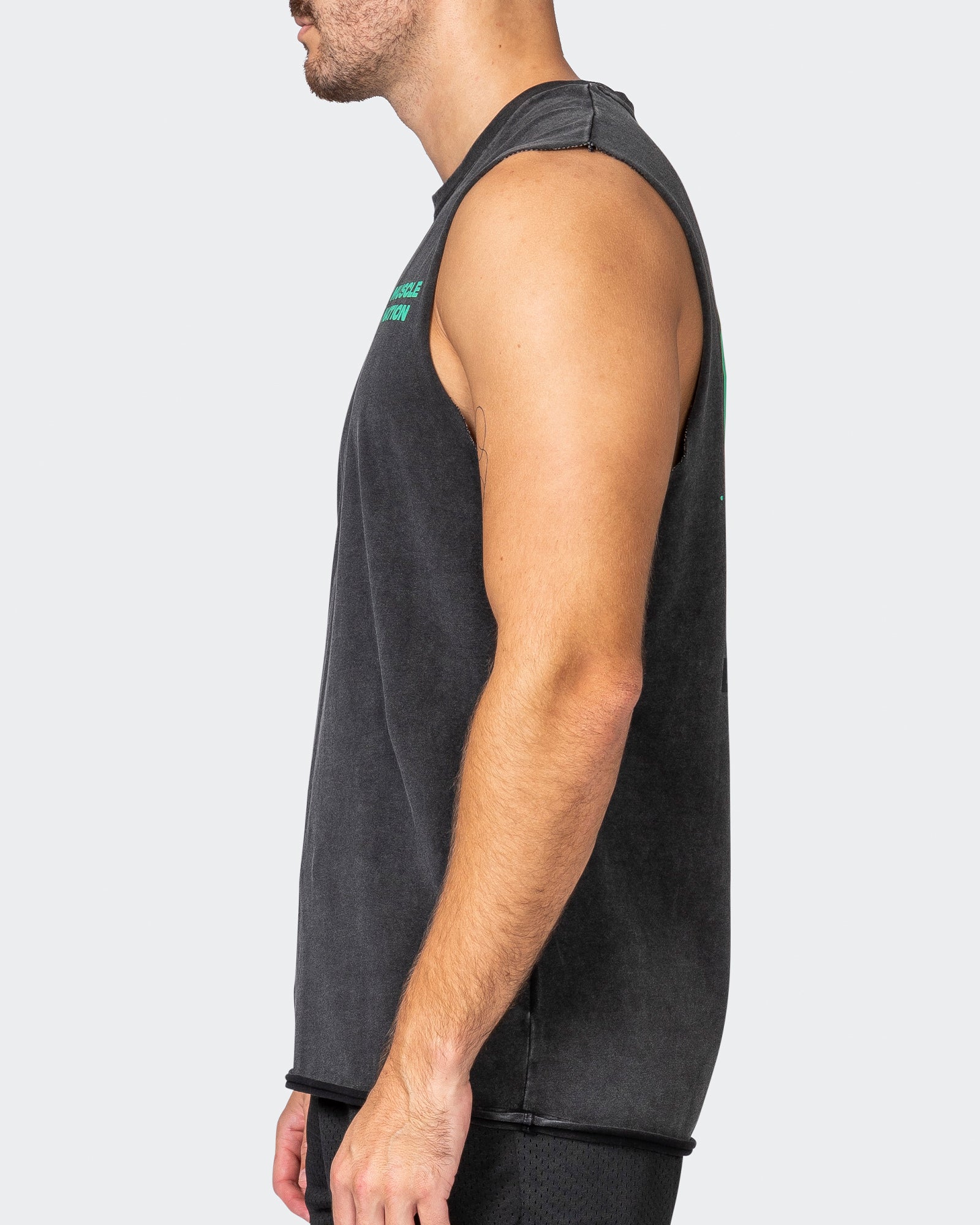 MN Graffiti Heavy Vintage Tank - Washed Black / Jade