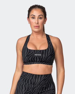 Flex Bra - Monochrome Zebra Print-Sports Bras-XS-042369MCHZEBPR-XS-MNAPPRL22590-1-Muscle Nation