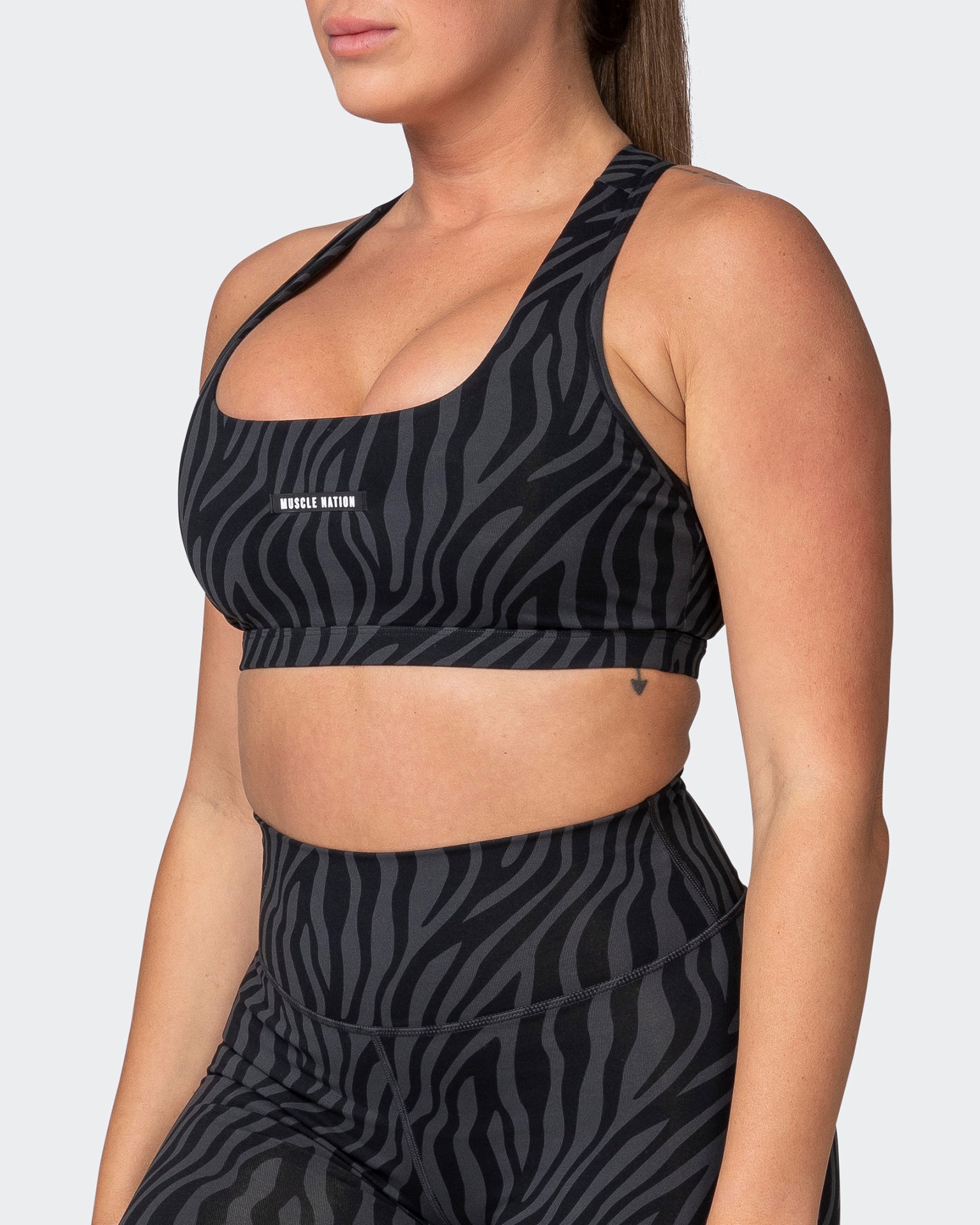 Flex Bra - Monochrome Zebra Print-Sports Bras-XS-042369MCHZEBPR-XS-MNAPPRL22590-3-Muscle Nation