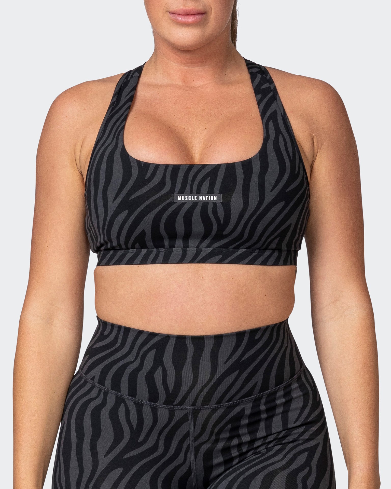 Flex Bra - Monochrome Zebra Print-Sports Bras-XS-042369MCHZEBPR-XS-MNAPPRL22590-2-Muscle Nation