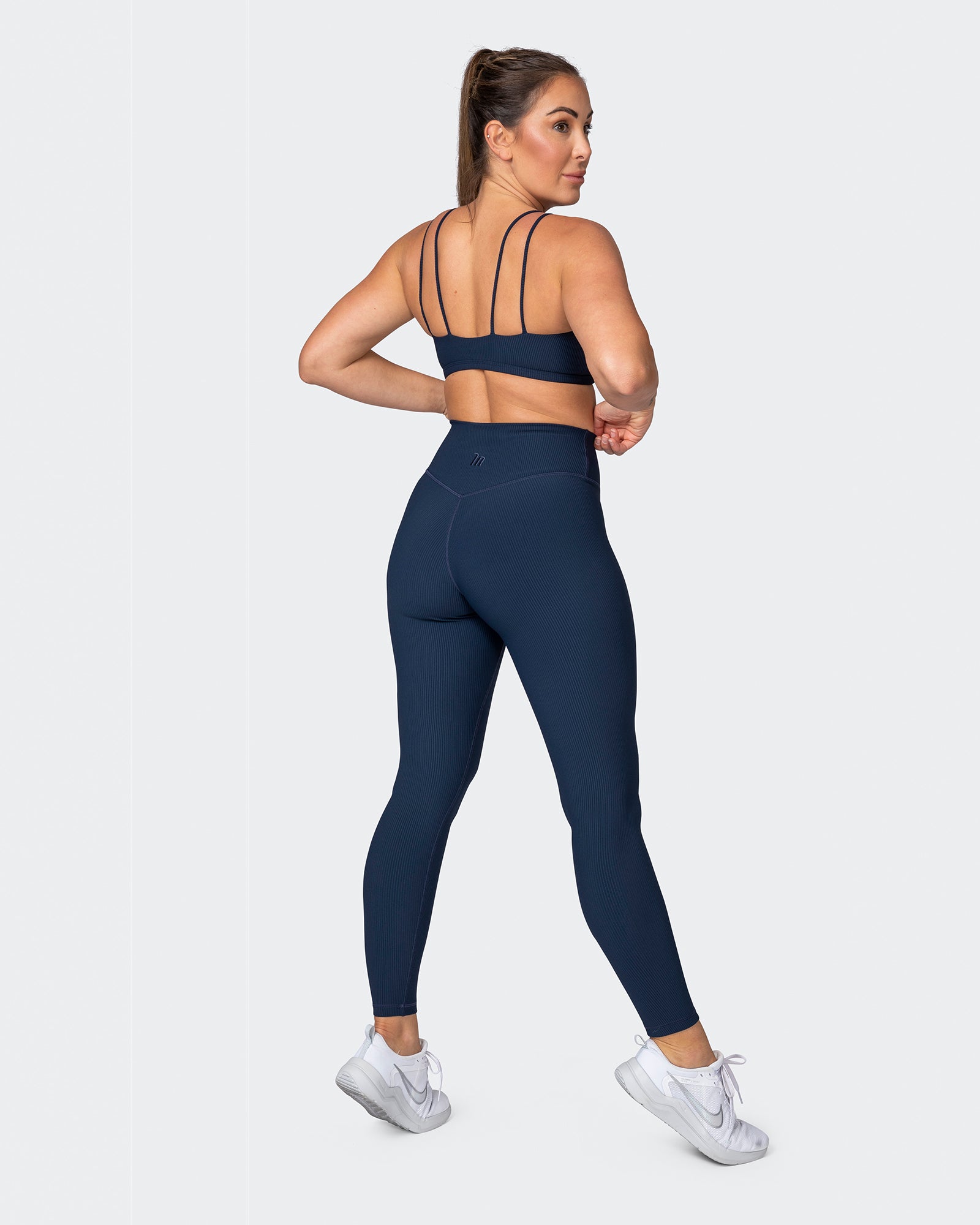 Zero Rise Rib Ankle Length Leggings - Navy