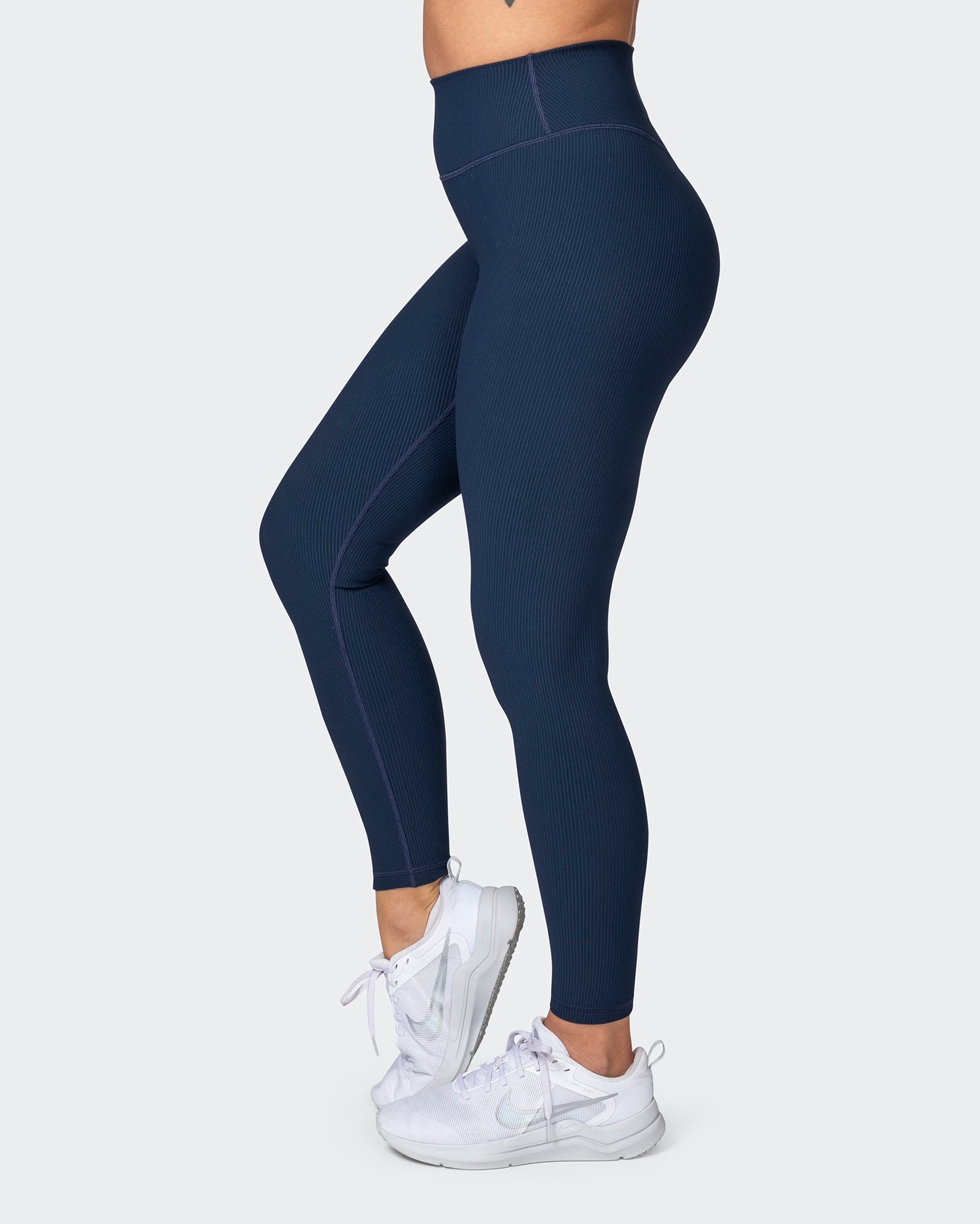 Zero Rise Rib Ankle Length Leggings - Navy