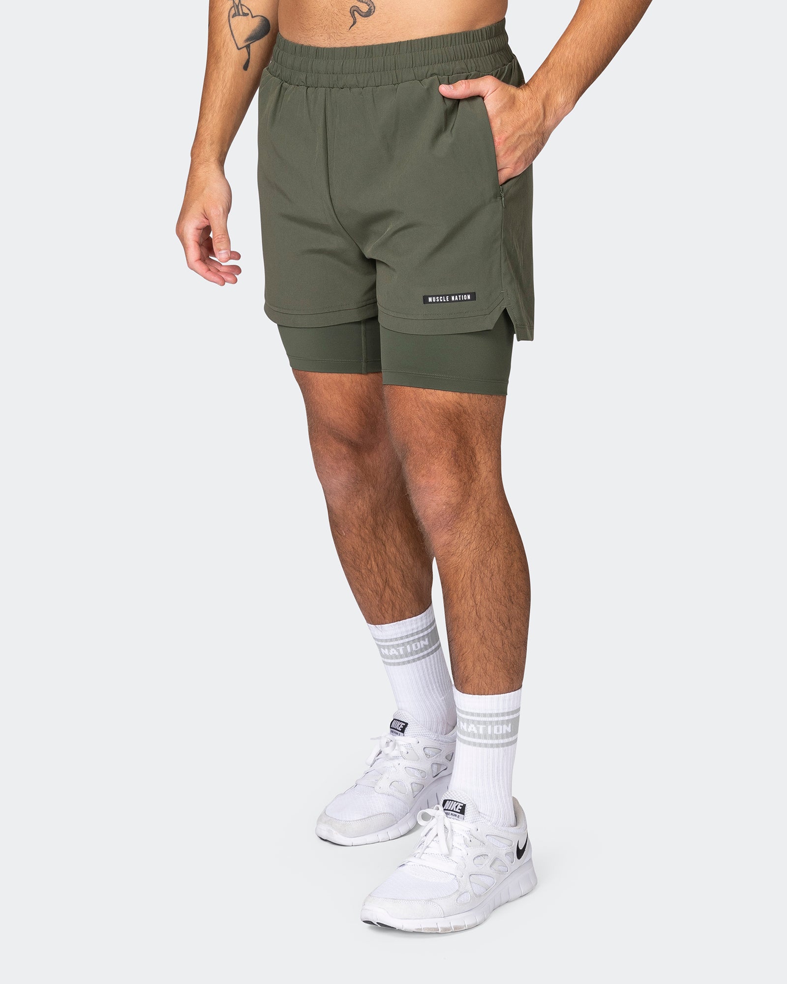 Khaki hot sale running shorts