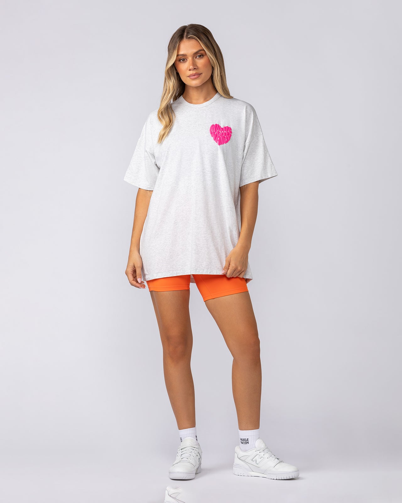 Peachy Oversized Tee - Snow Grey Marl-T-Shirts-XXS-052520SNGRYMR-XXS-MNAPPRL43353-5-Muscle Nation