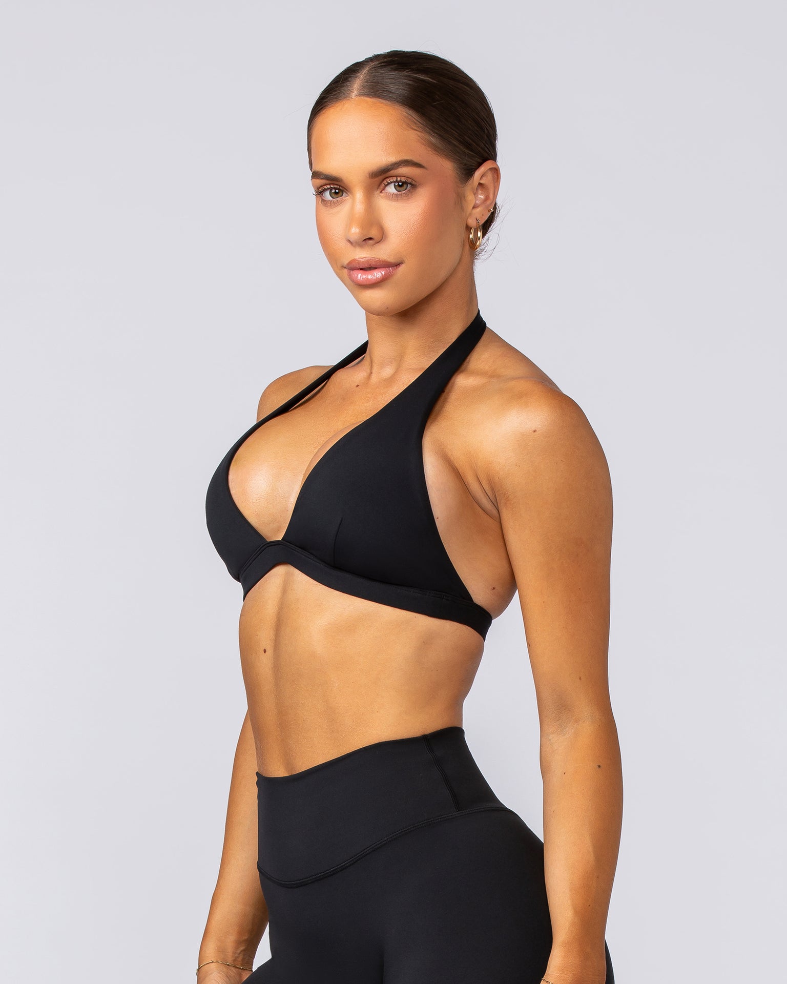 Halter Bralette - Black-Bralettes-XXS-022505BLK-XXS-MNAPPRL40717-3-Muscle Nation