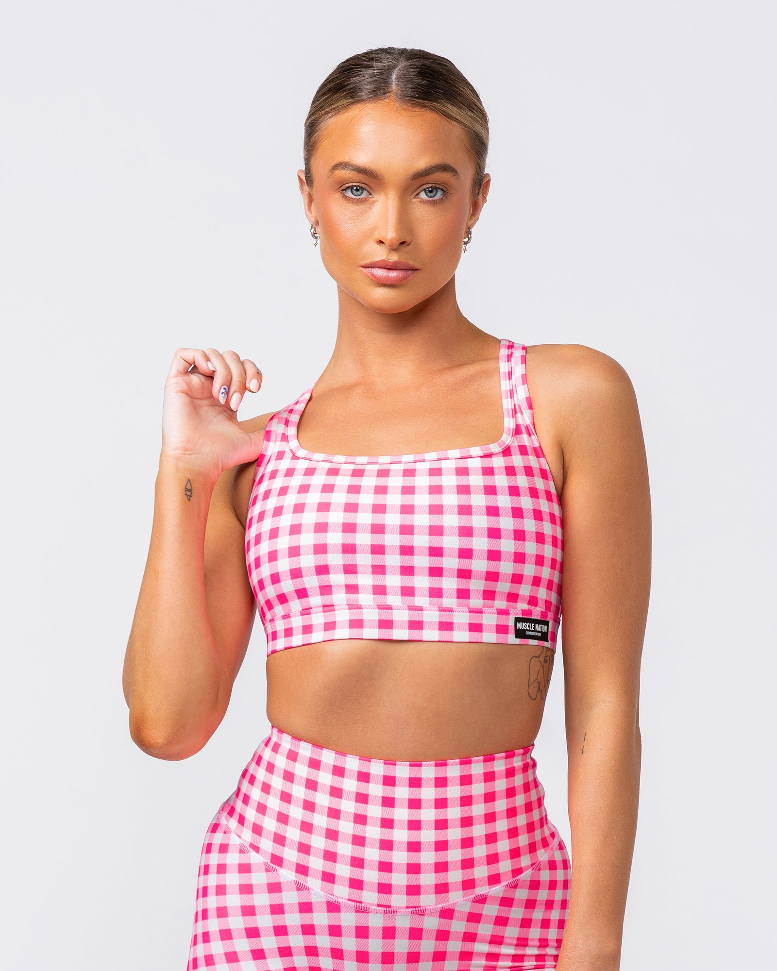 Desire Aura Bra - Neon Pink Gingham Print