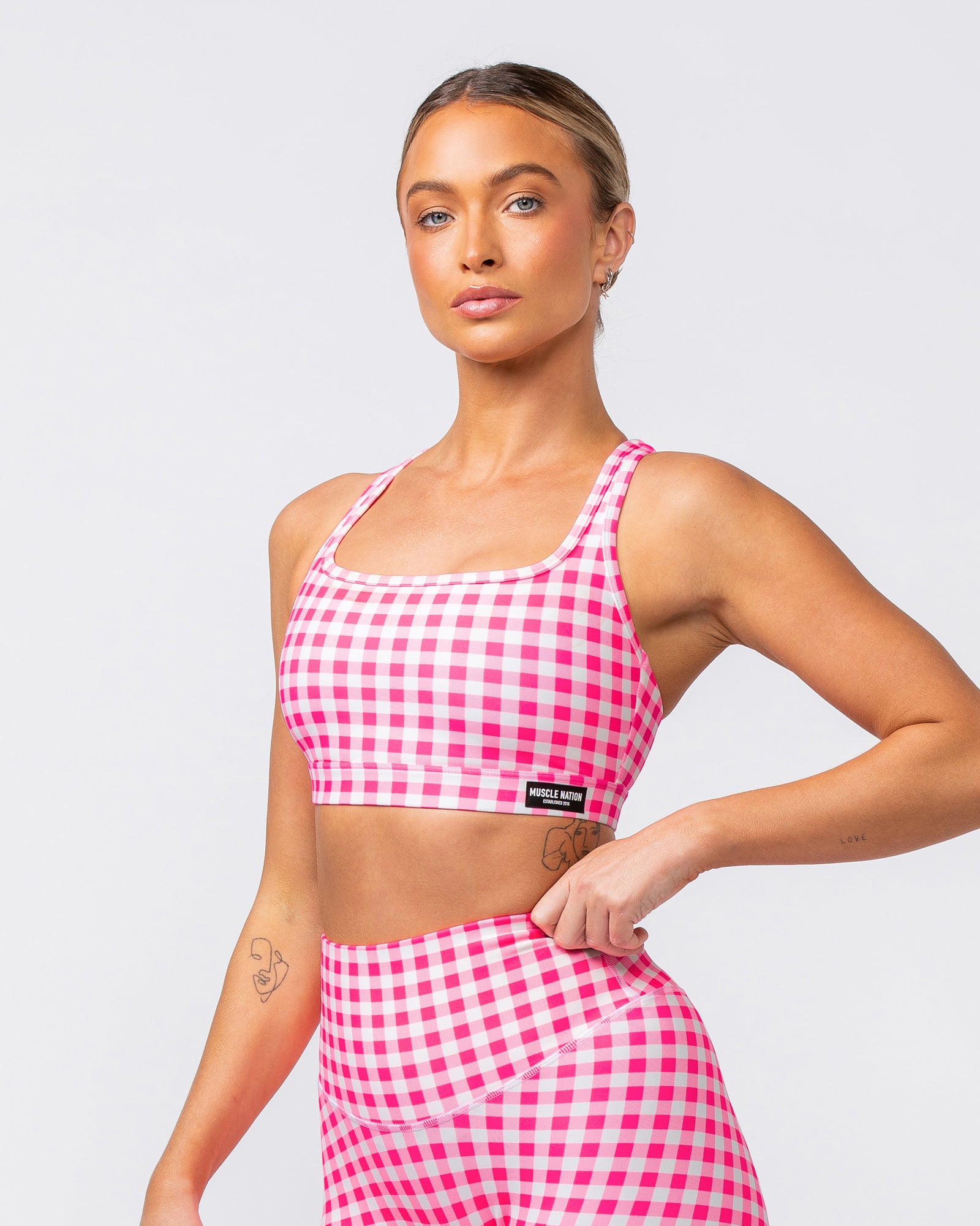 Desire Aura Bra - Neon Pink Gingham Print