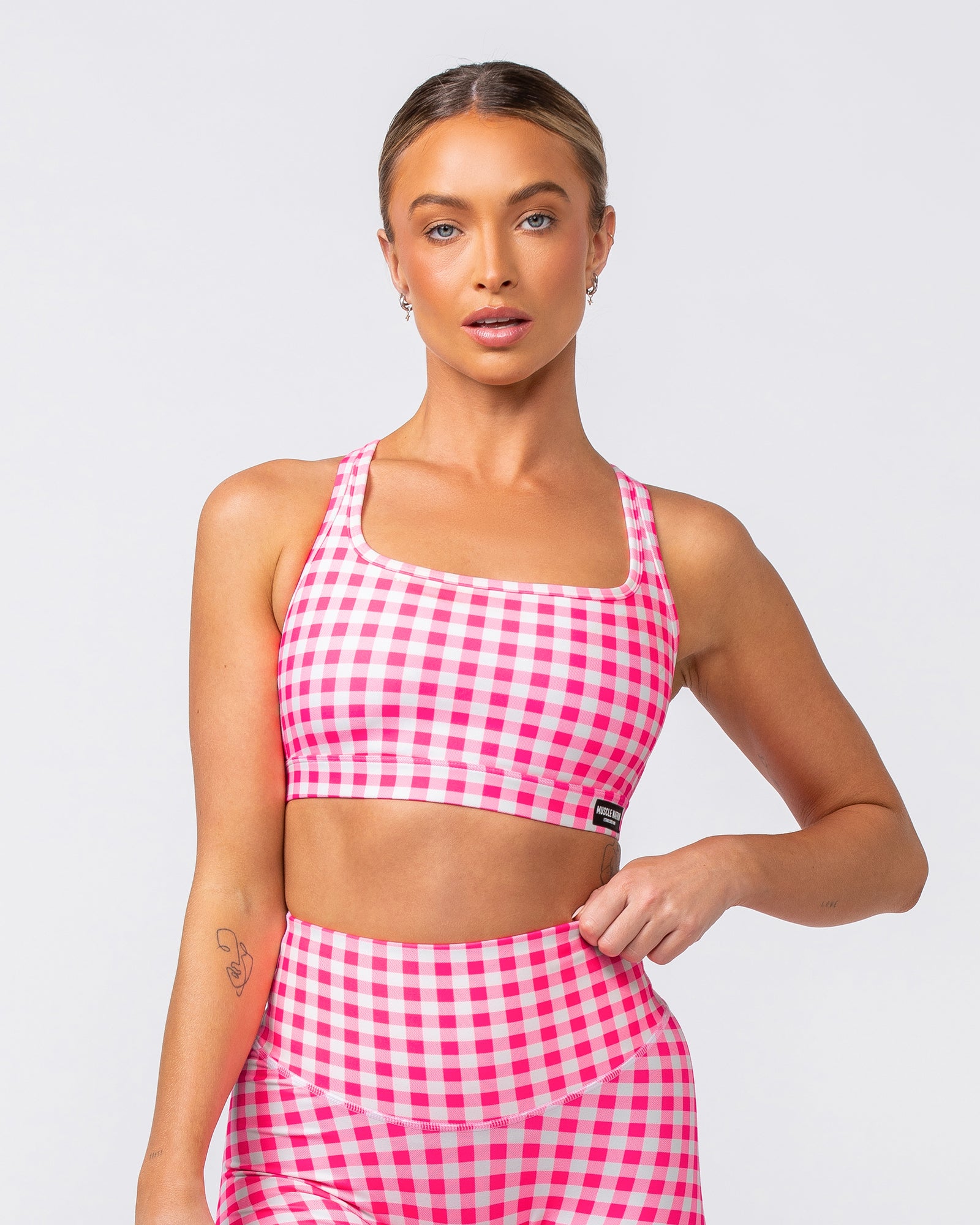 Desire Aura Bra - Neon Pink Gingham Print