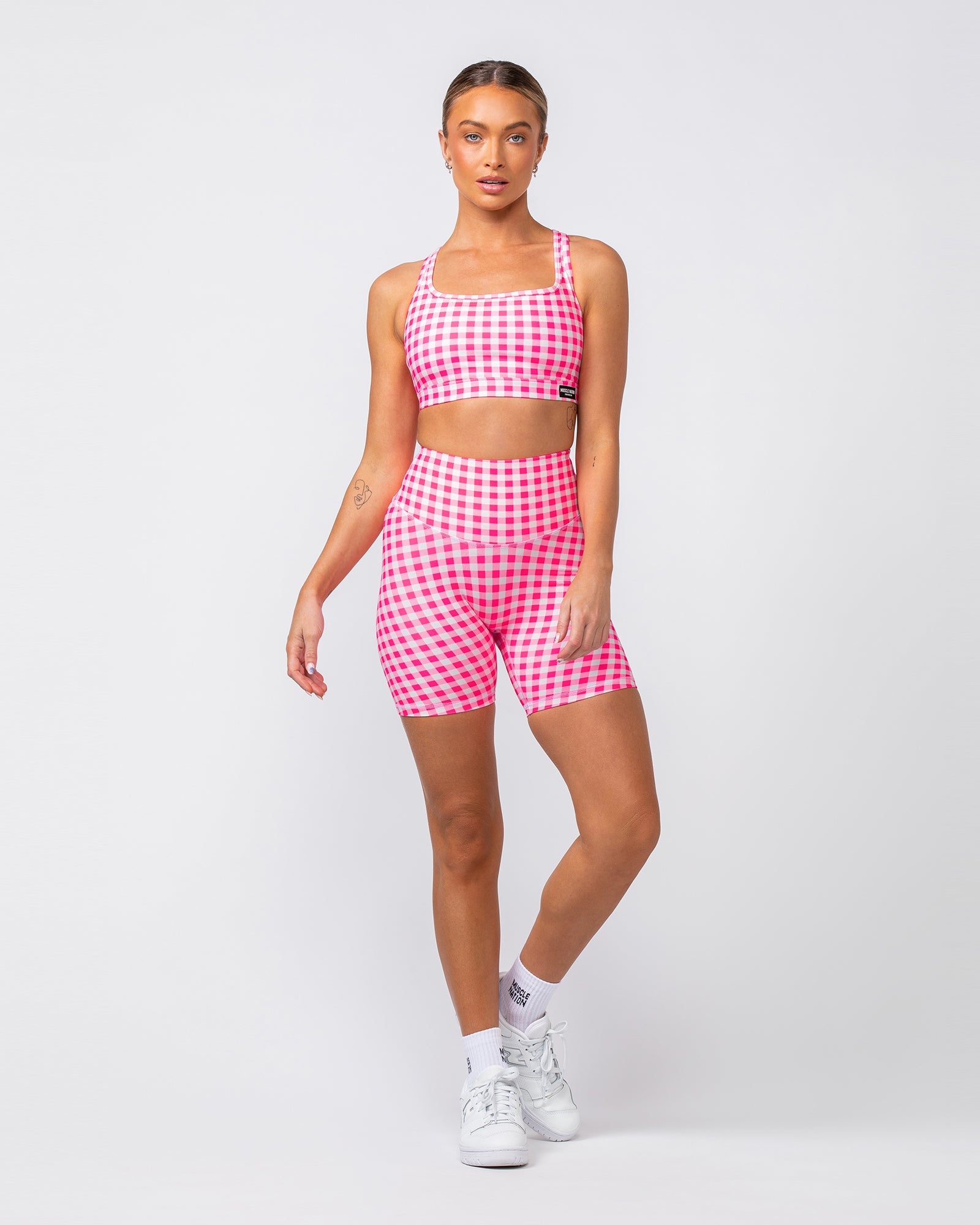 Desire Aura Bra - Neon Pink Gingham Print