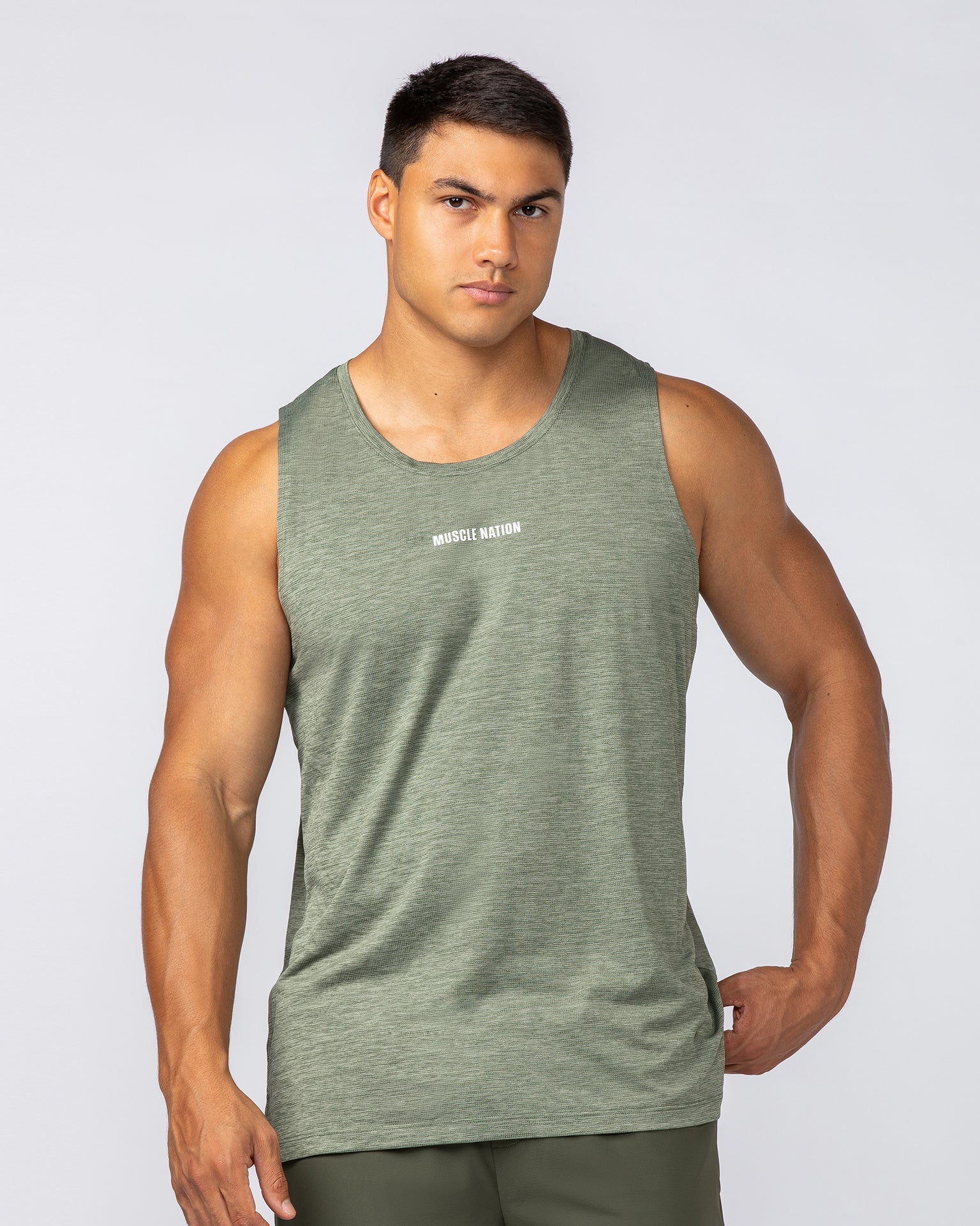 Aero Active Tank - Khaki-Singlets & Tanks-S-092419DKHAKI-S-MNAPPRL40125-3-Muscle Nation